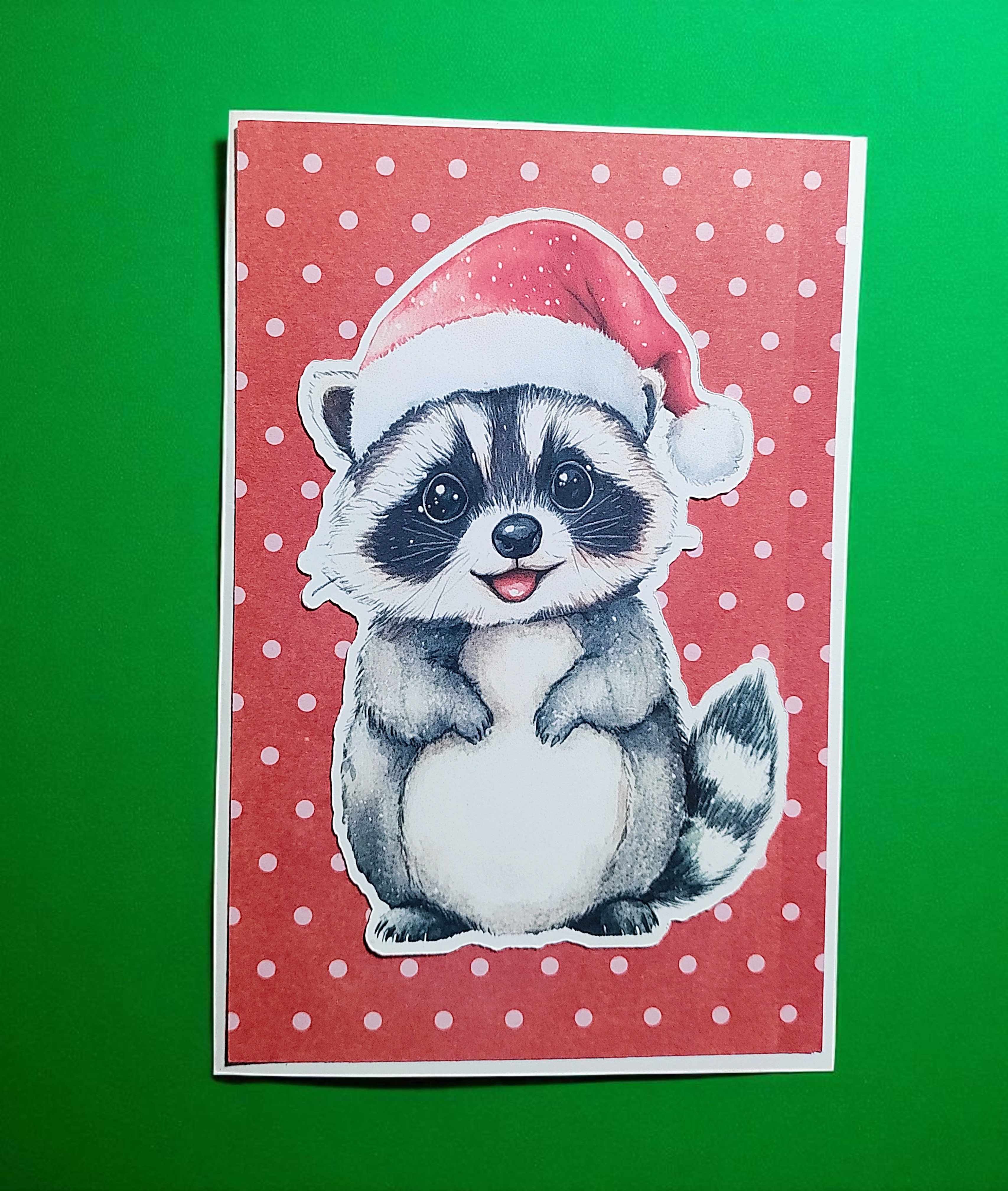 Whimsical Raccoon Christmas Greeting Card