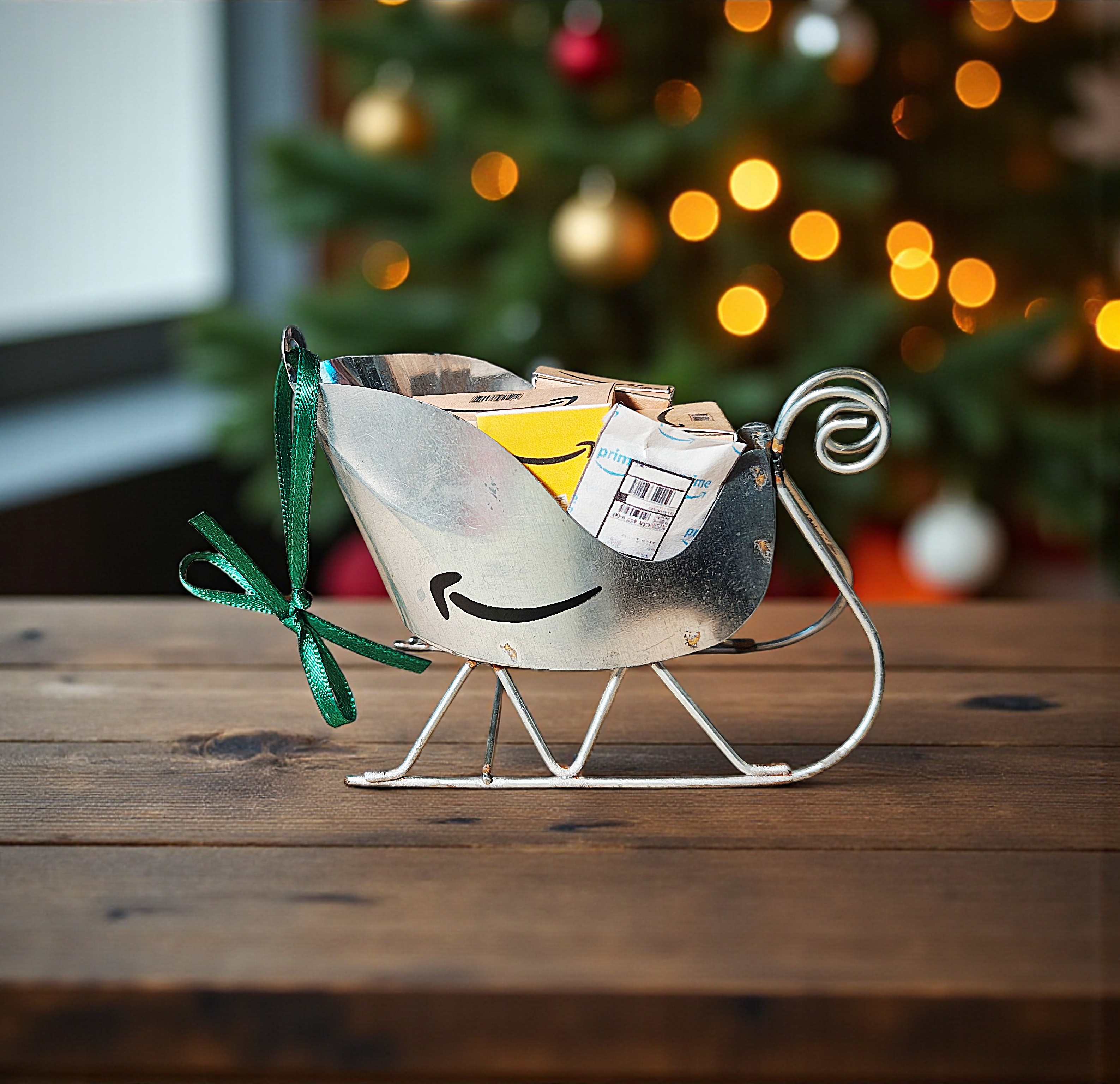 Mini Amazon Package Sleigh Christmas Ornament