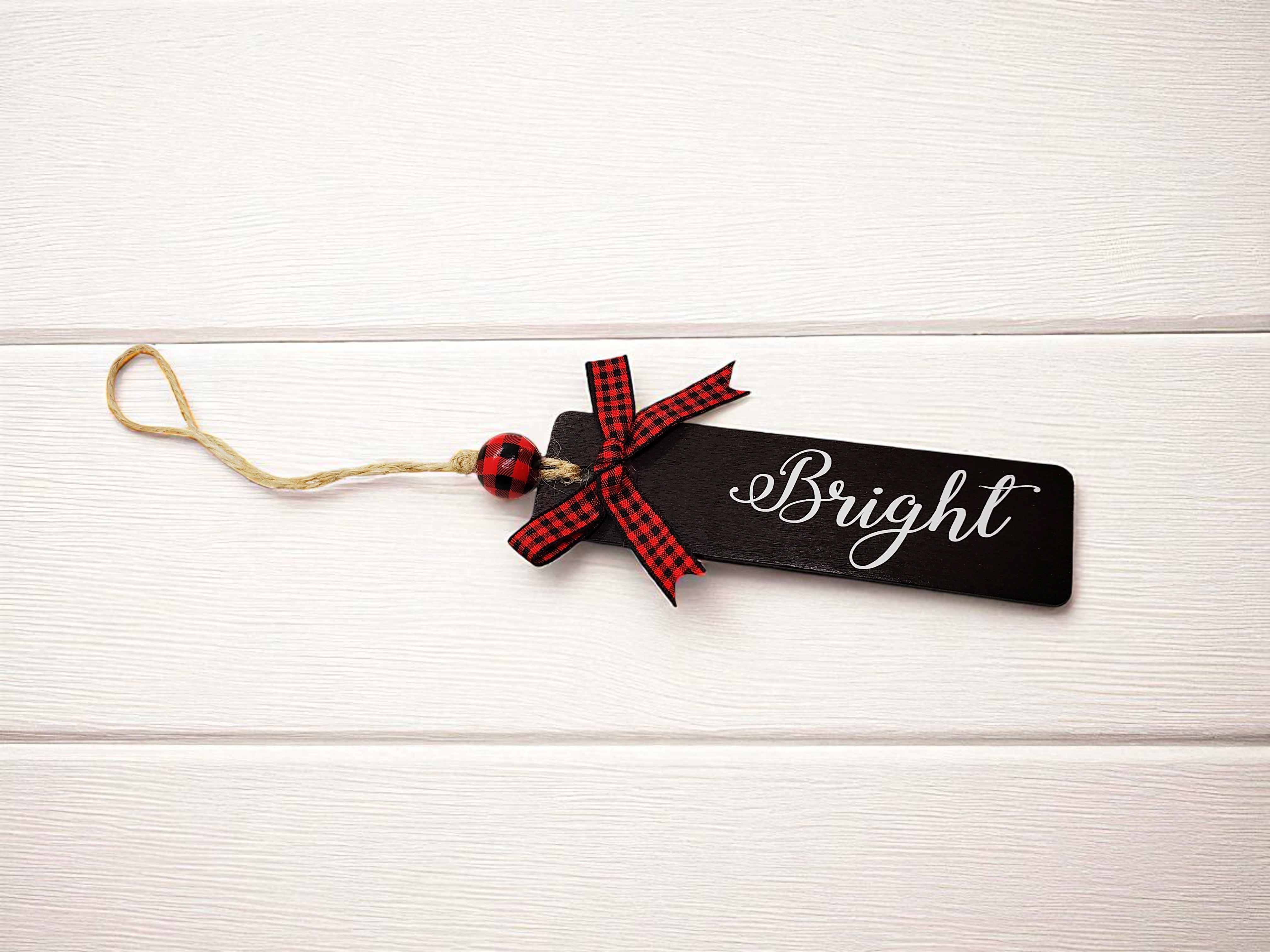 Black and Red Plaid Bright Wooden Door Hanger 