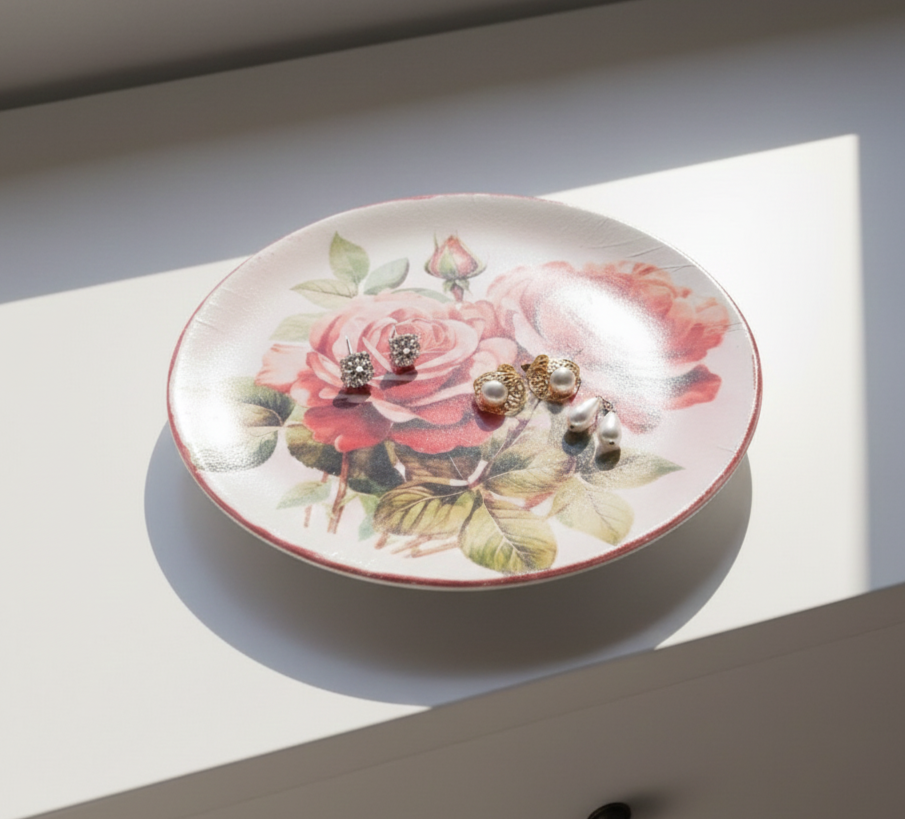 Floral Rose Jewelry Dish