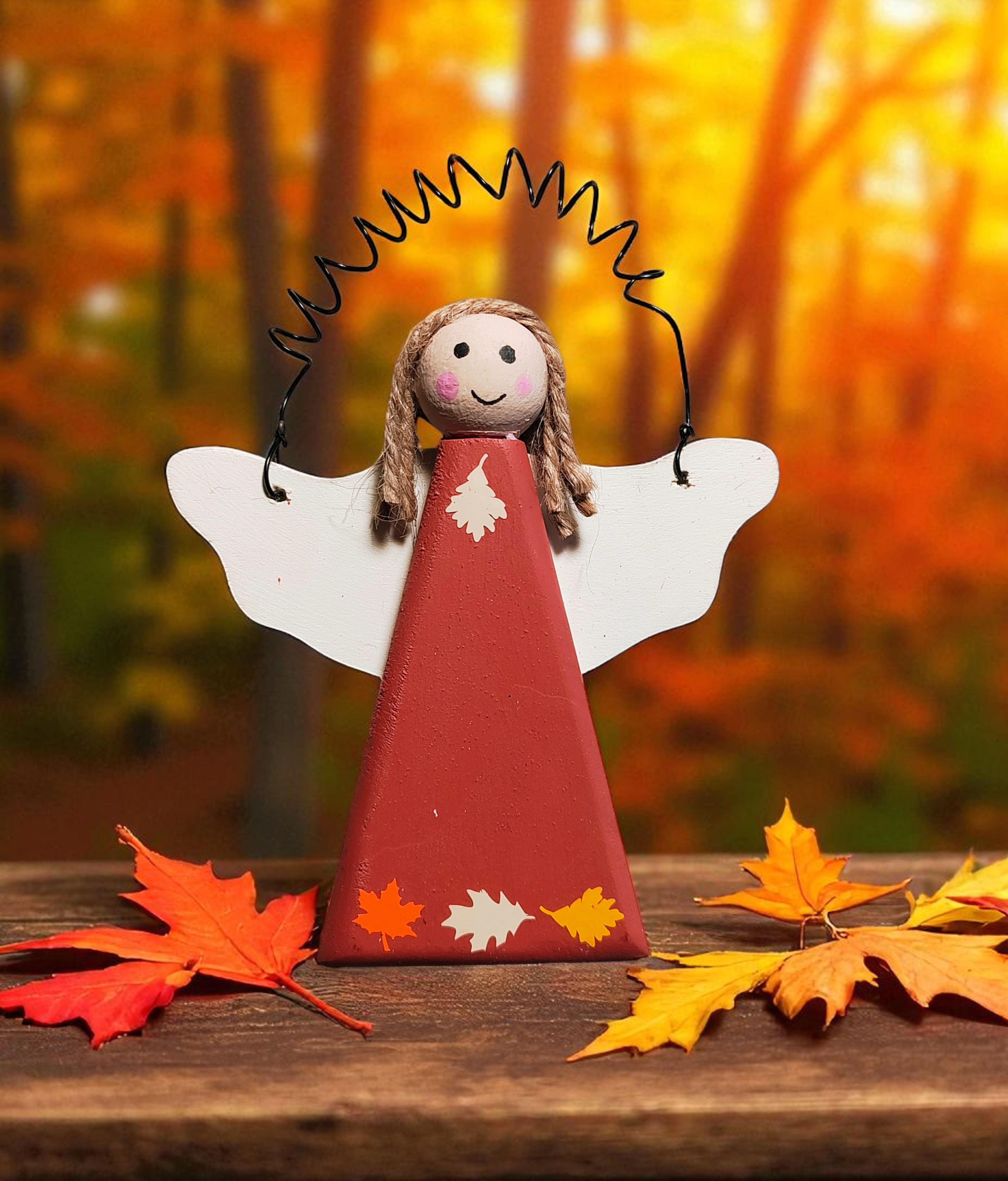 Fall Wooden Angel Ornament