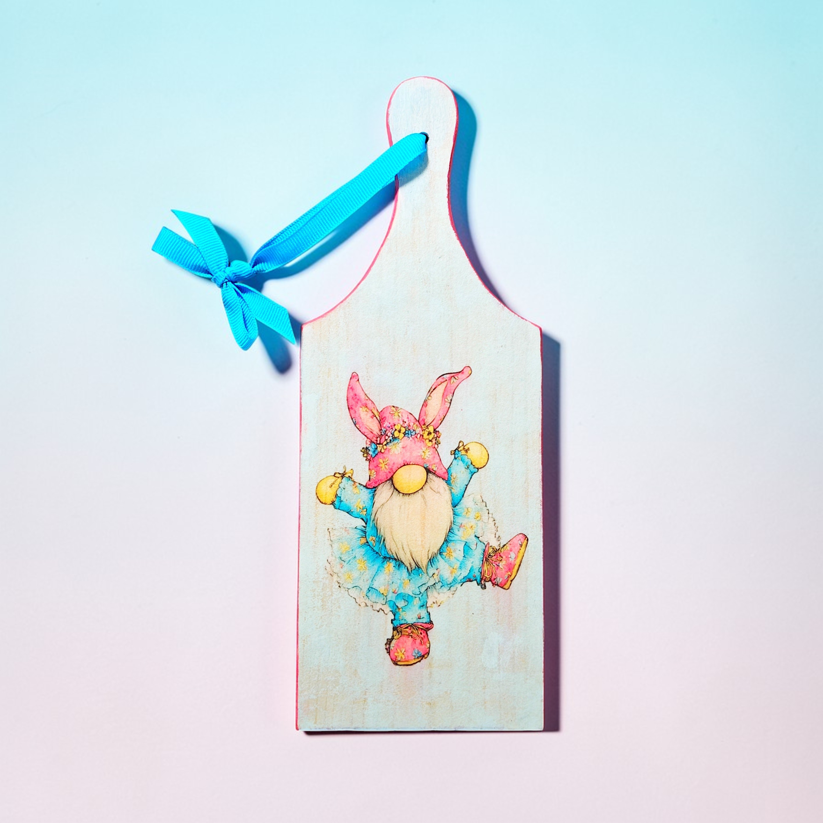 Cute Wood Easter Garden Gnome Cutting Board Sign