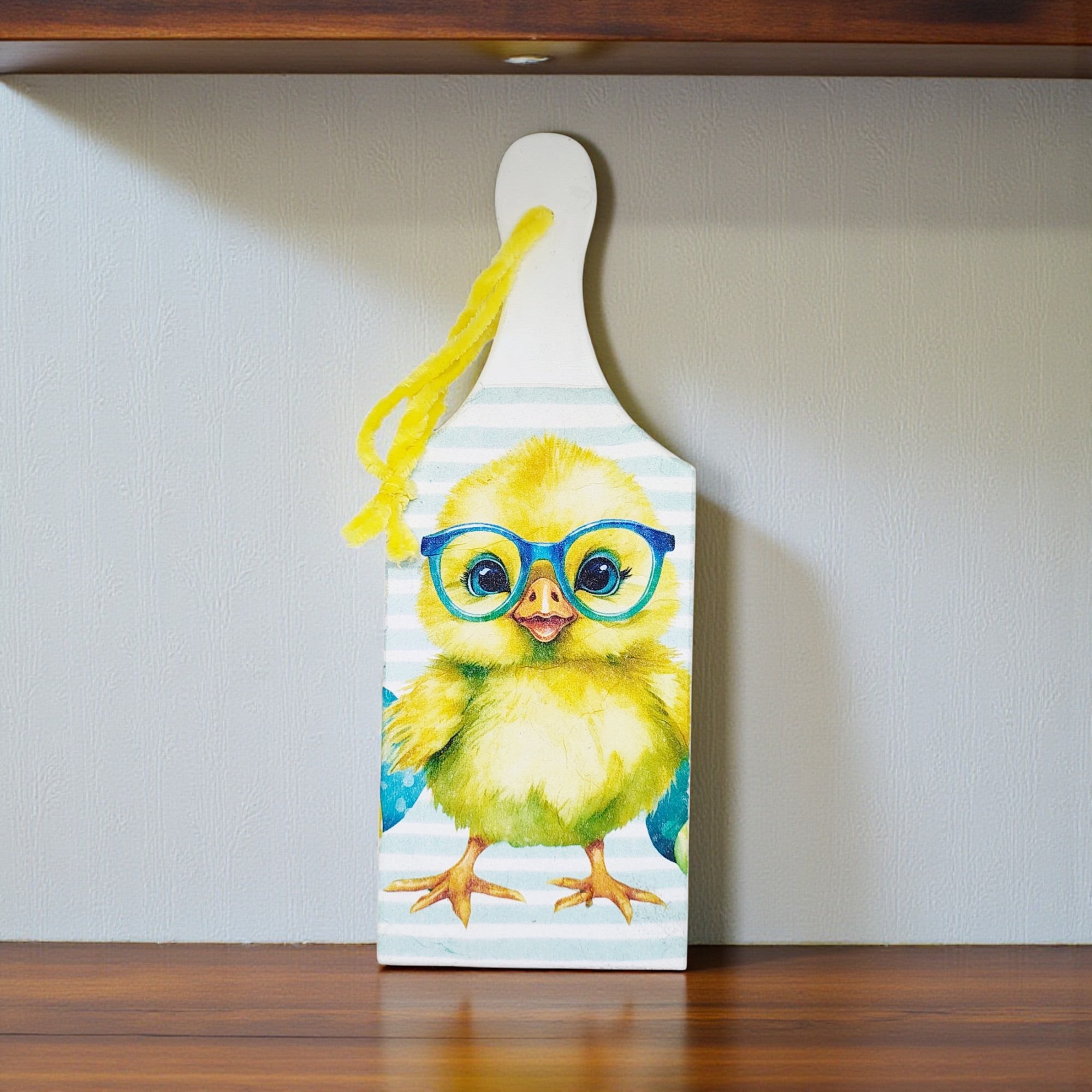 Wooden Quirky Chick with Glasses Cutting Board  Sign Decor 