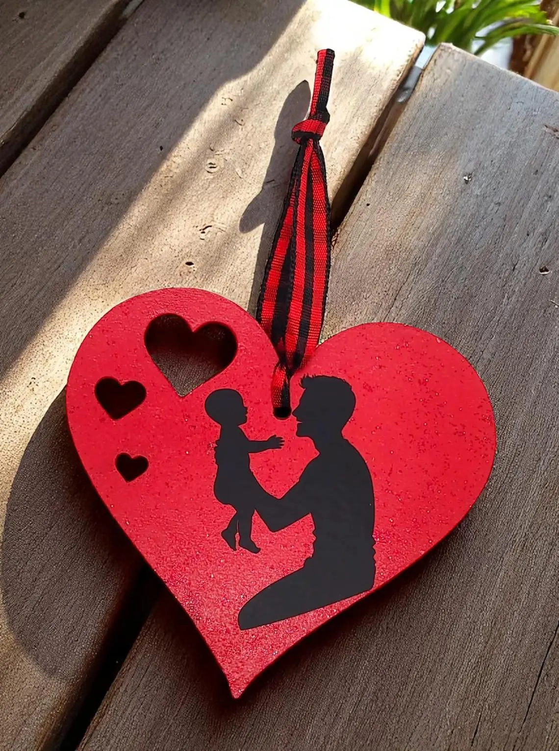 Daddy & Baby Child, Be Mine Heart Shaped Hanging Accent Ornament 