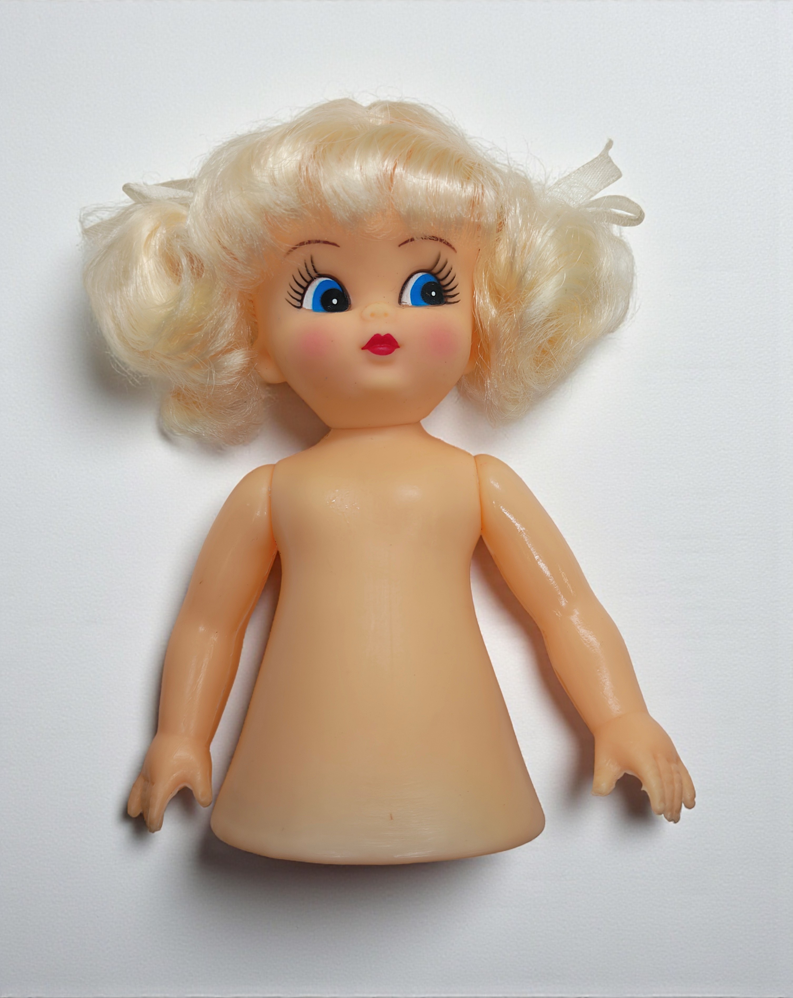 Fibre Craft Plastic 5.75 inch Vintage Air Freshener Blonde Hair Blue Eyes Doll