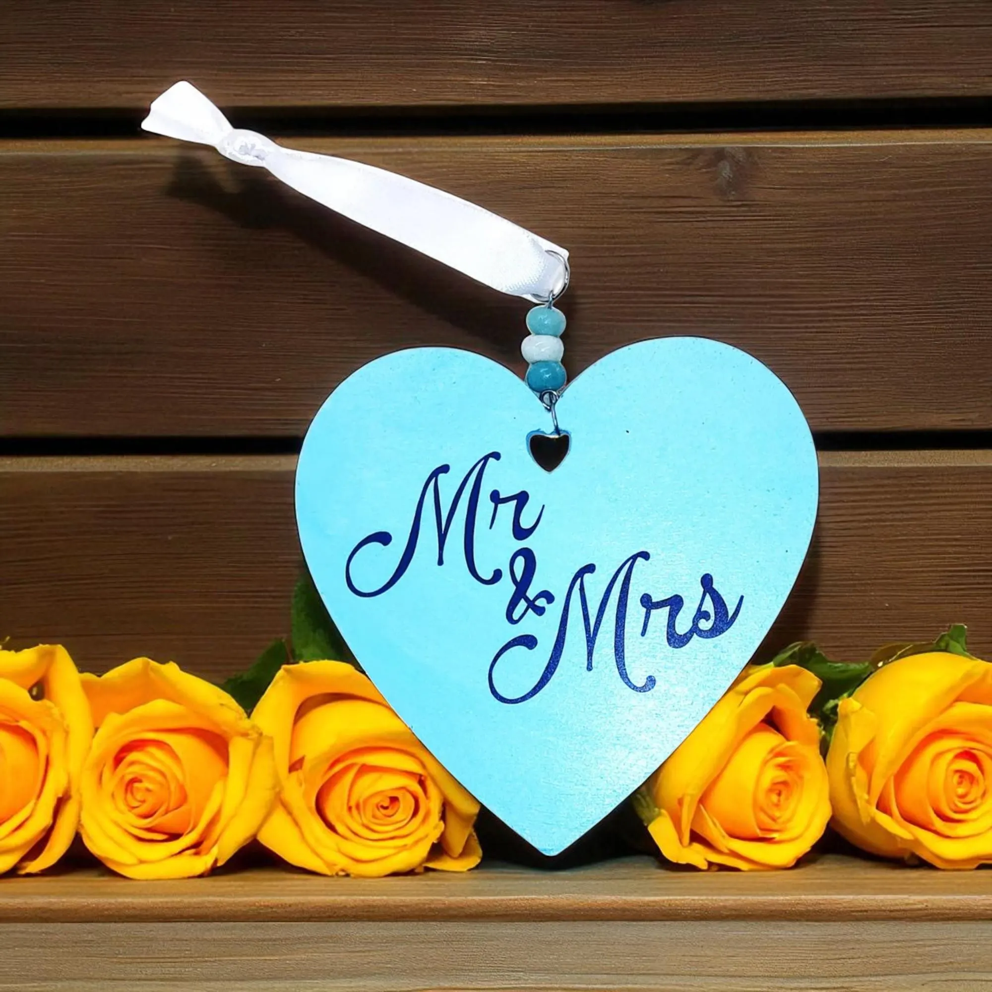 Misty Blue Personalized Wedding Keepsake Hanging Ornament Decoration