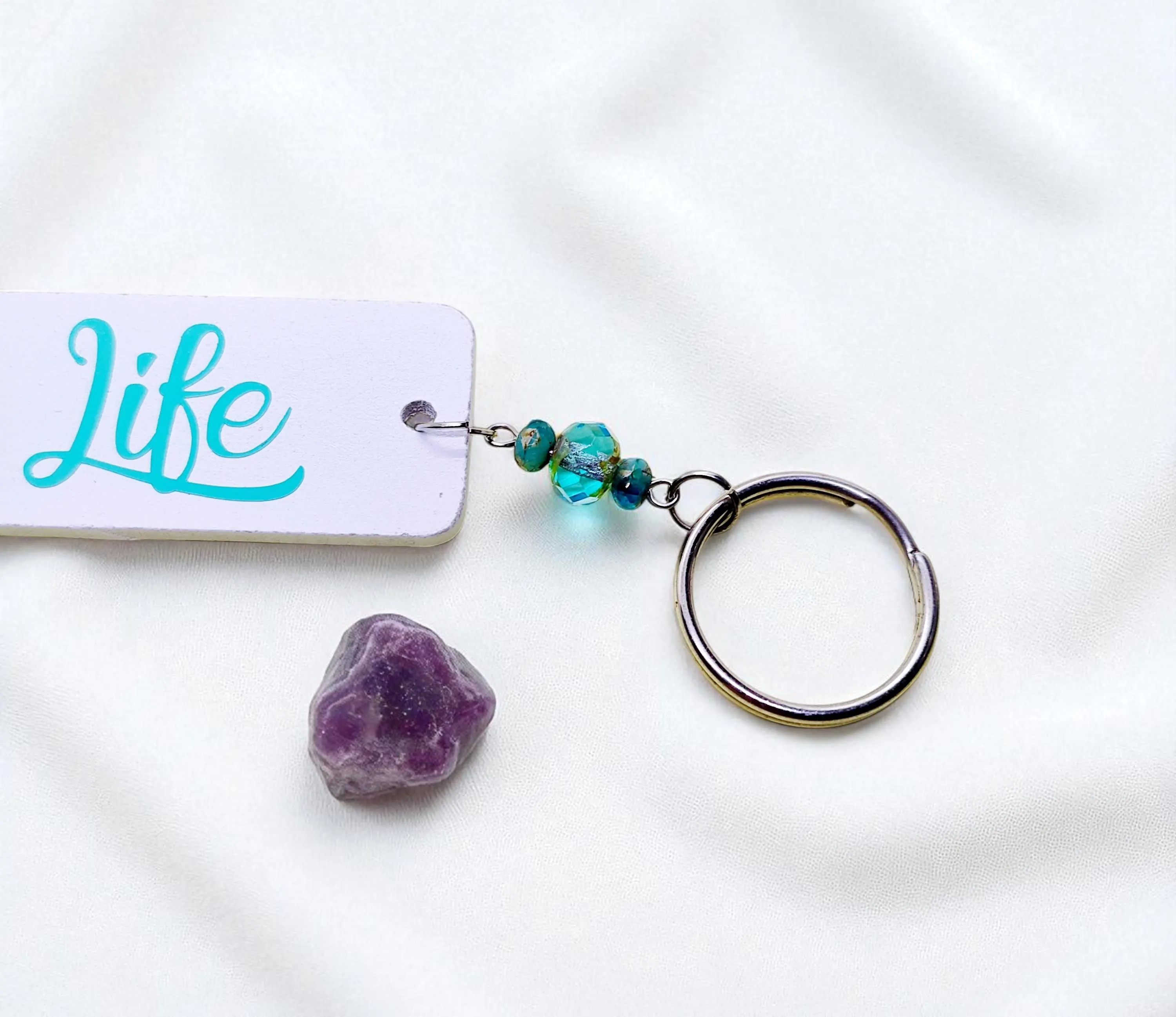 Boho Life Beaded Gemstone Tassel Key Ring 