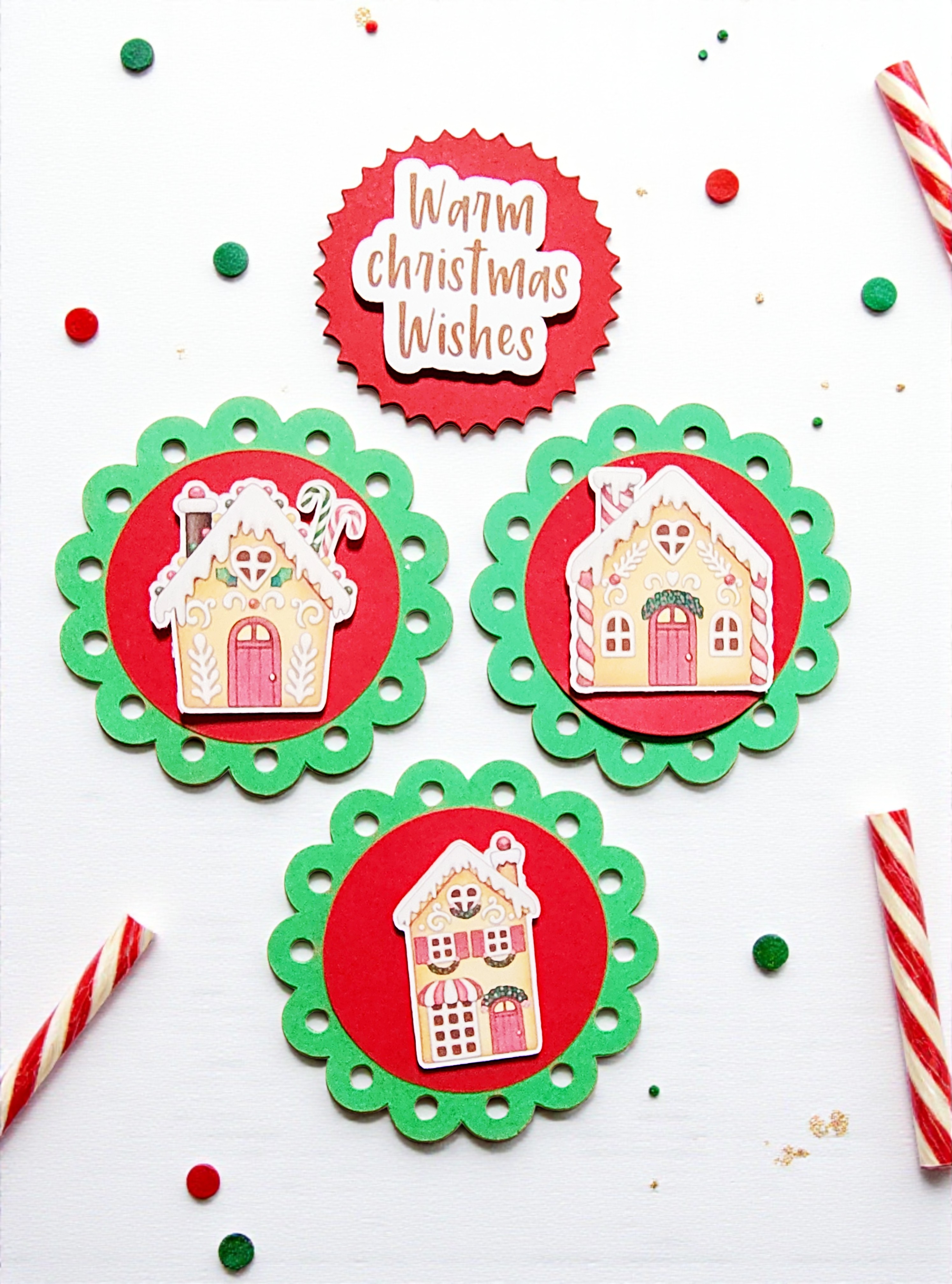 Handmade Christmas Gingerbread House Tag Embellishments