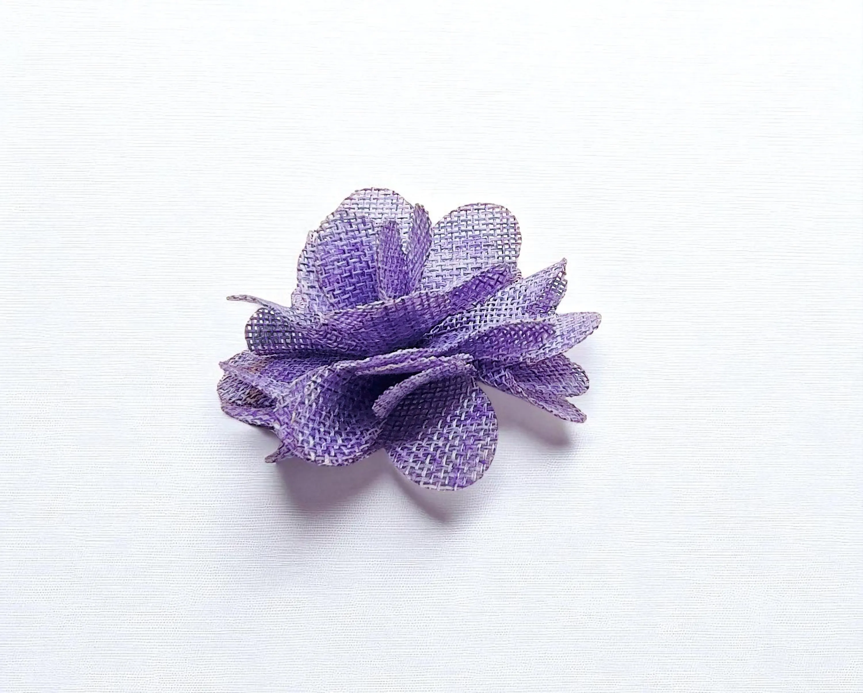 Purple Fabric Floral Brooch Pin 