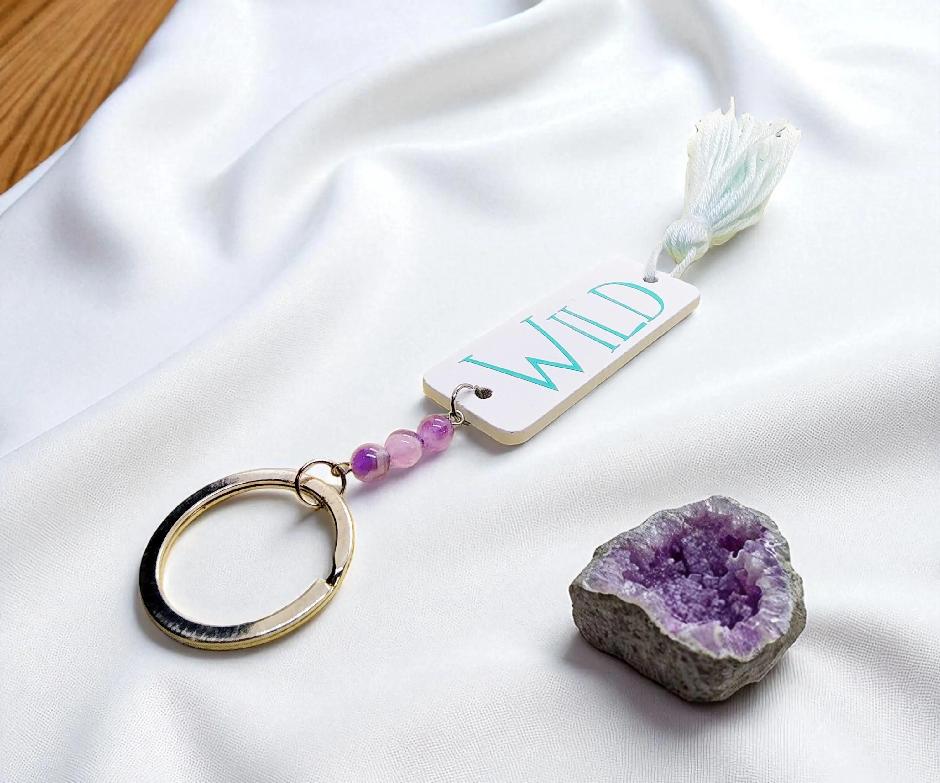 Wild Spirit Beaded Gemstone Tassel Key Ring 