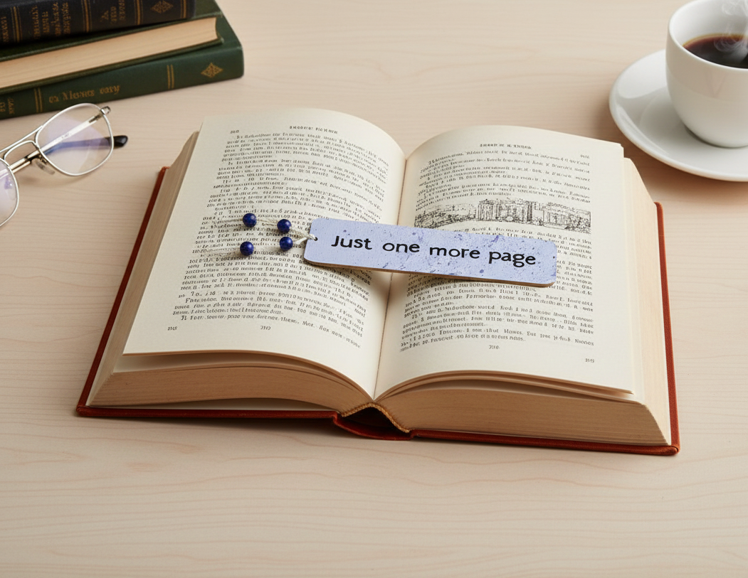 Purple Wooden Just One More Page Bookmark