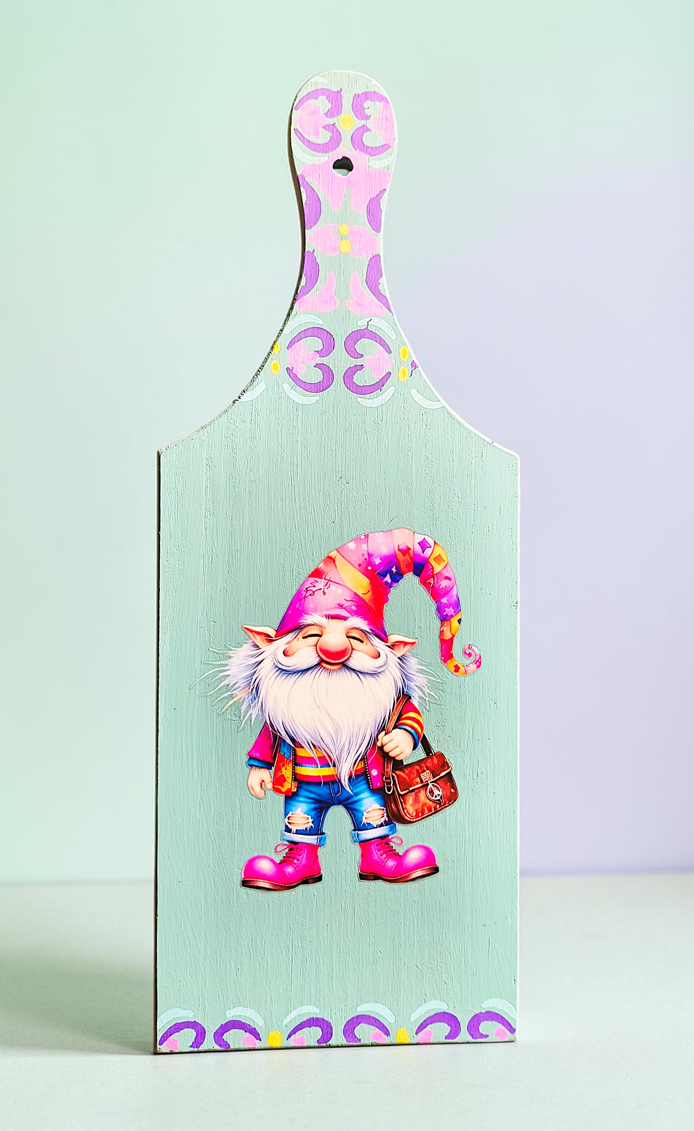 Whimsical Gnome Decorative Wooden Cutting Board