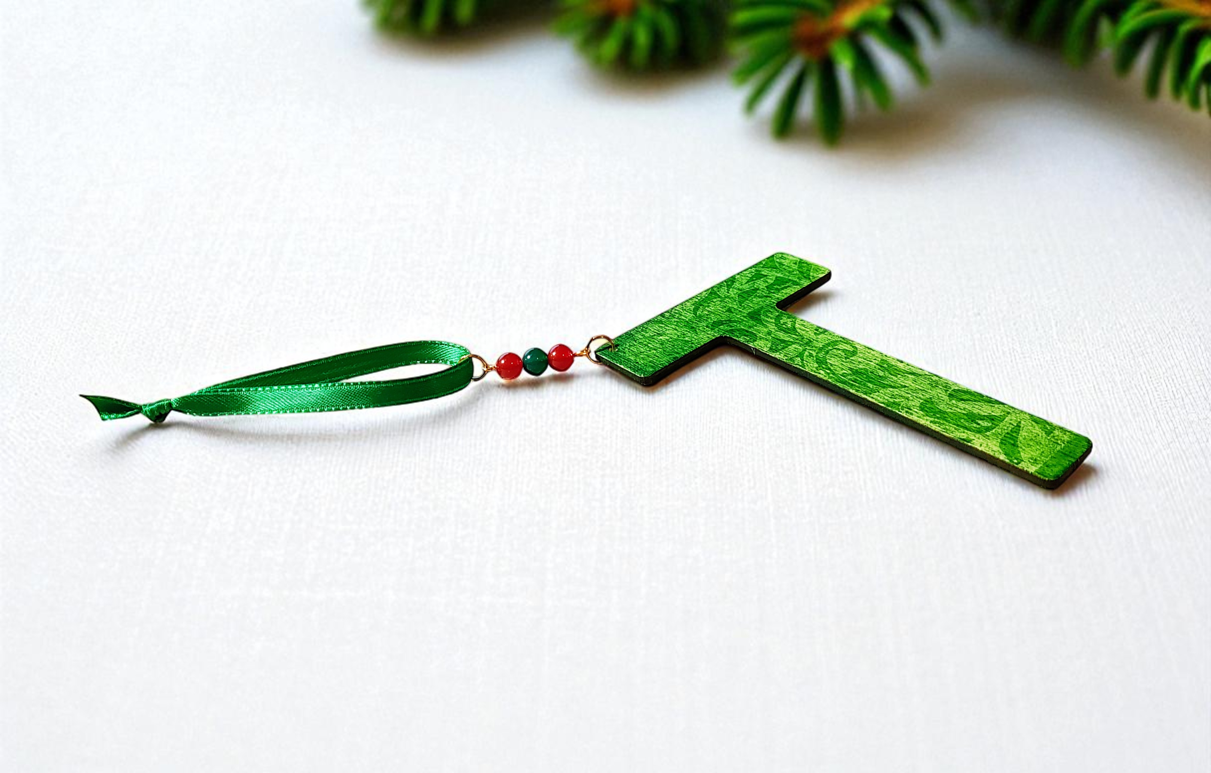 Personalized Wooden Letter Initial T Ornament