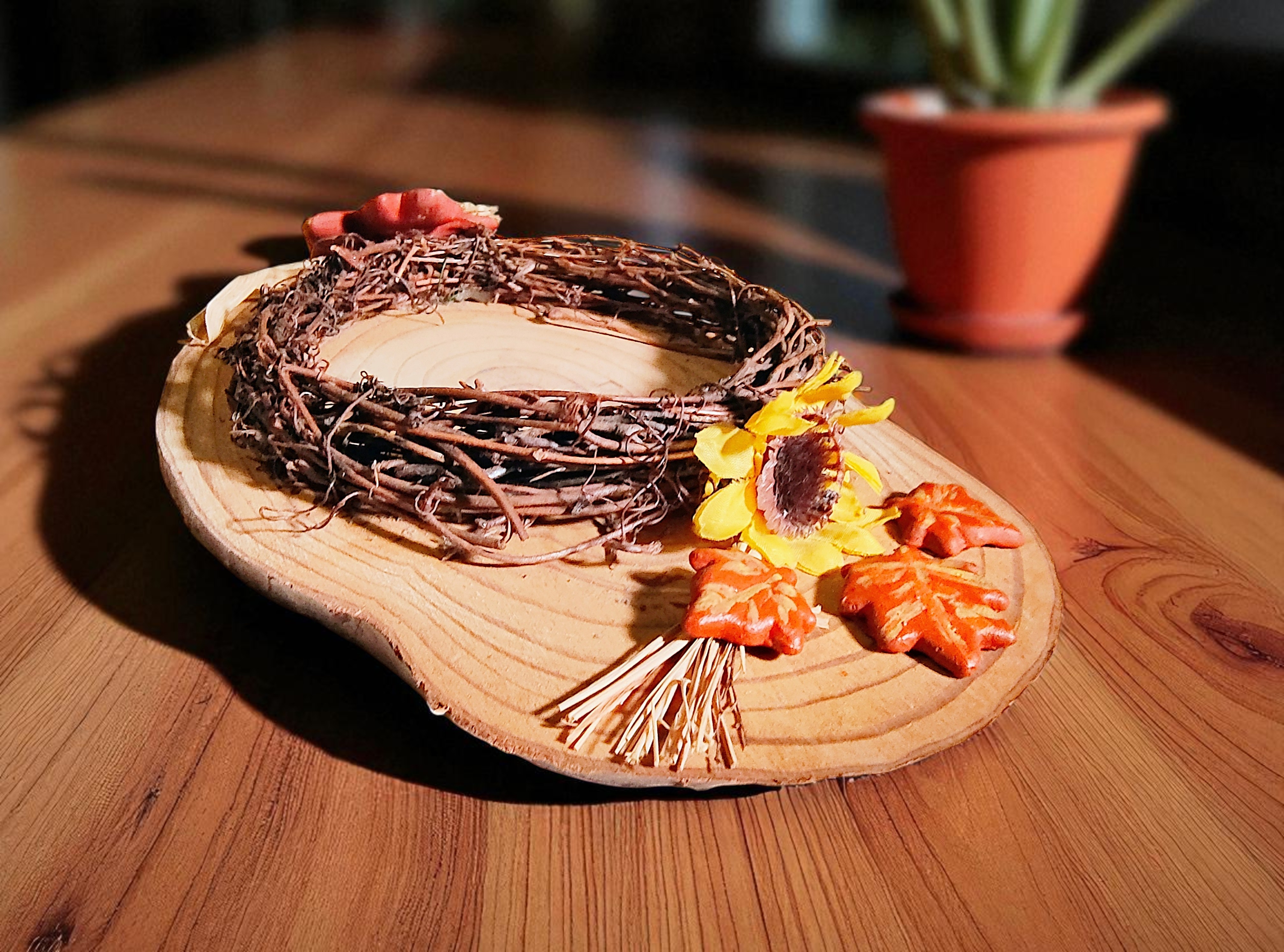 Decorative Wooden Autumn Candle Wreath 