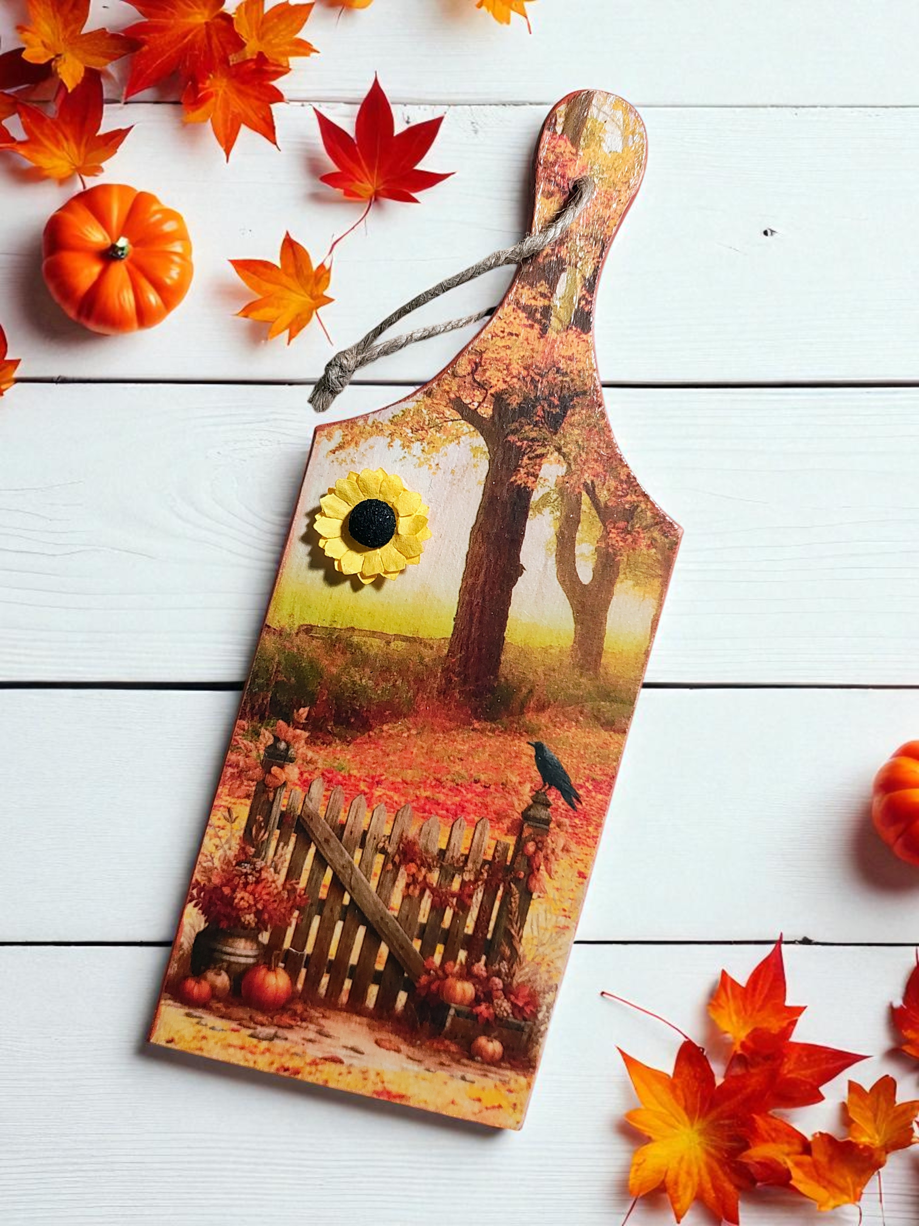 Small Wooden Autumn Scene Cutting Board