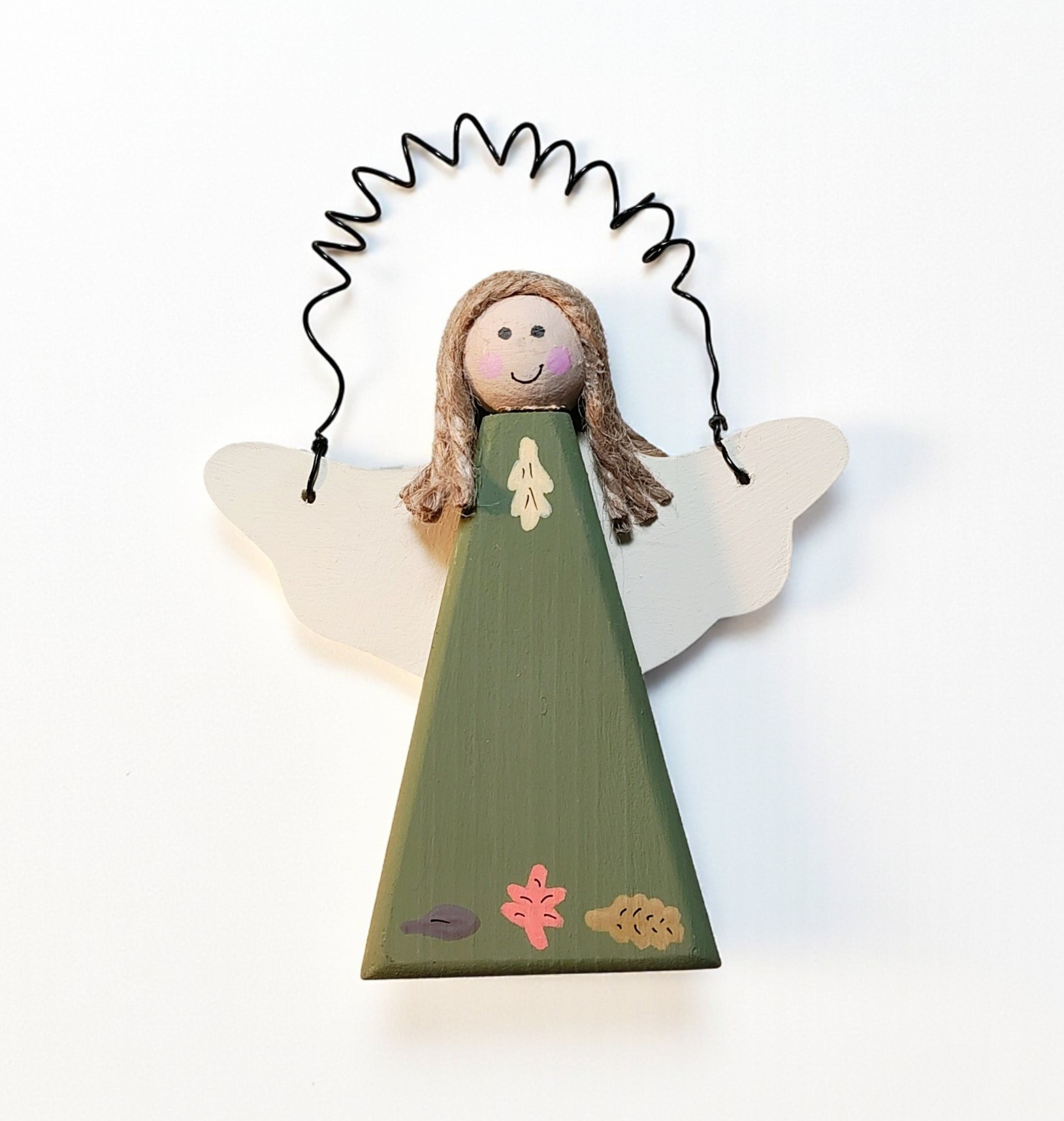 Fall Wooden Angel Ornament