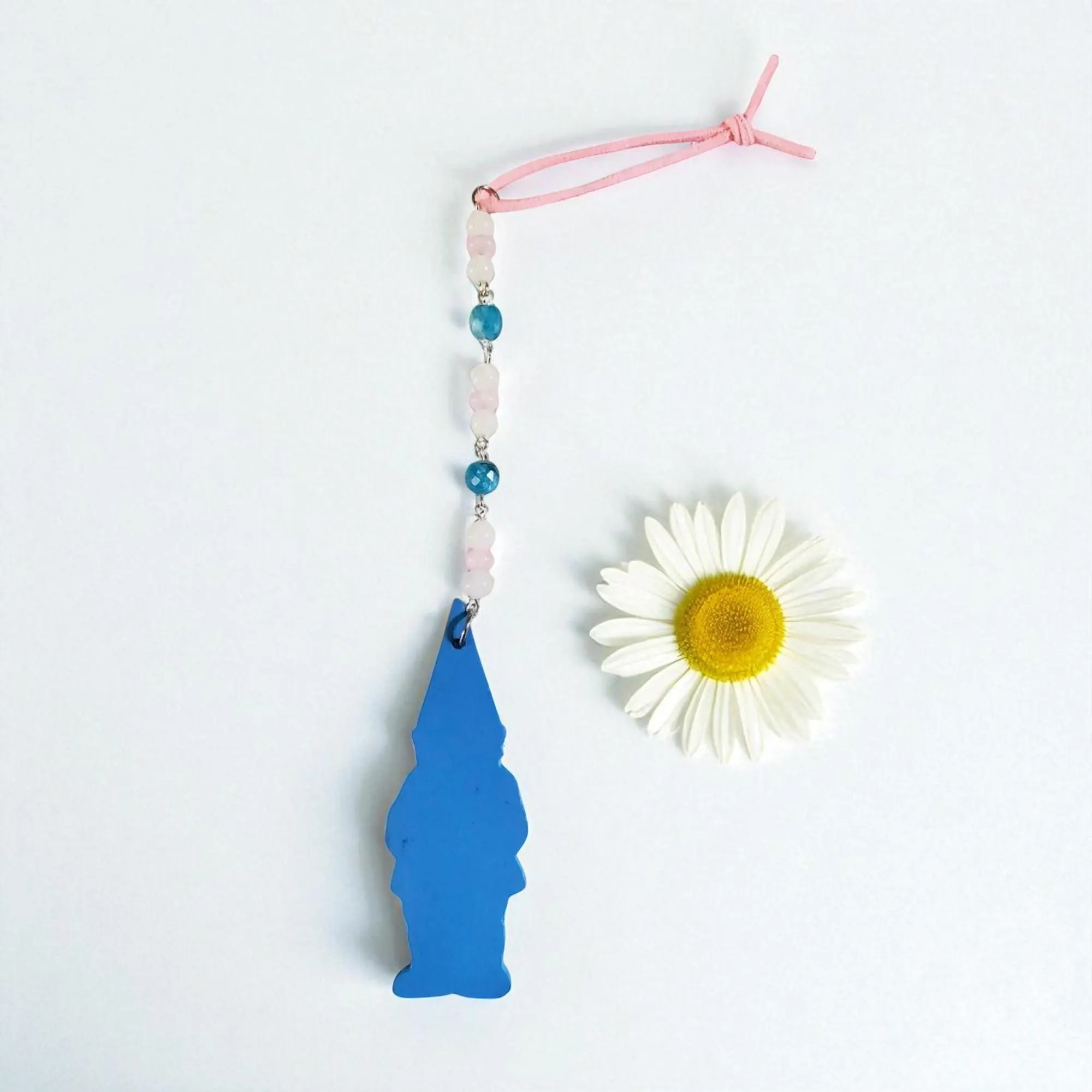 Handcrafted Gemstone Beaded Gnome Accent Ornament 