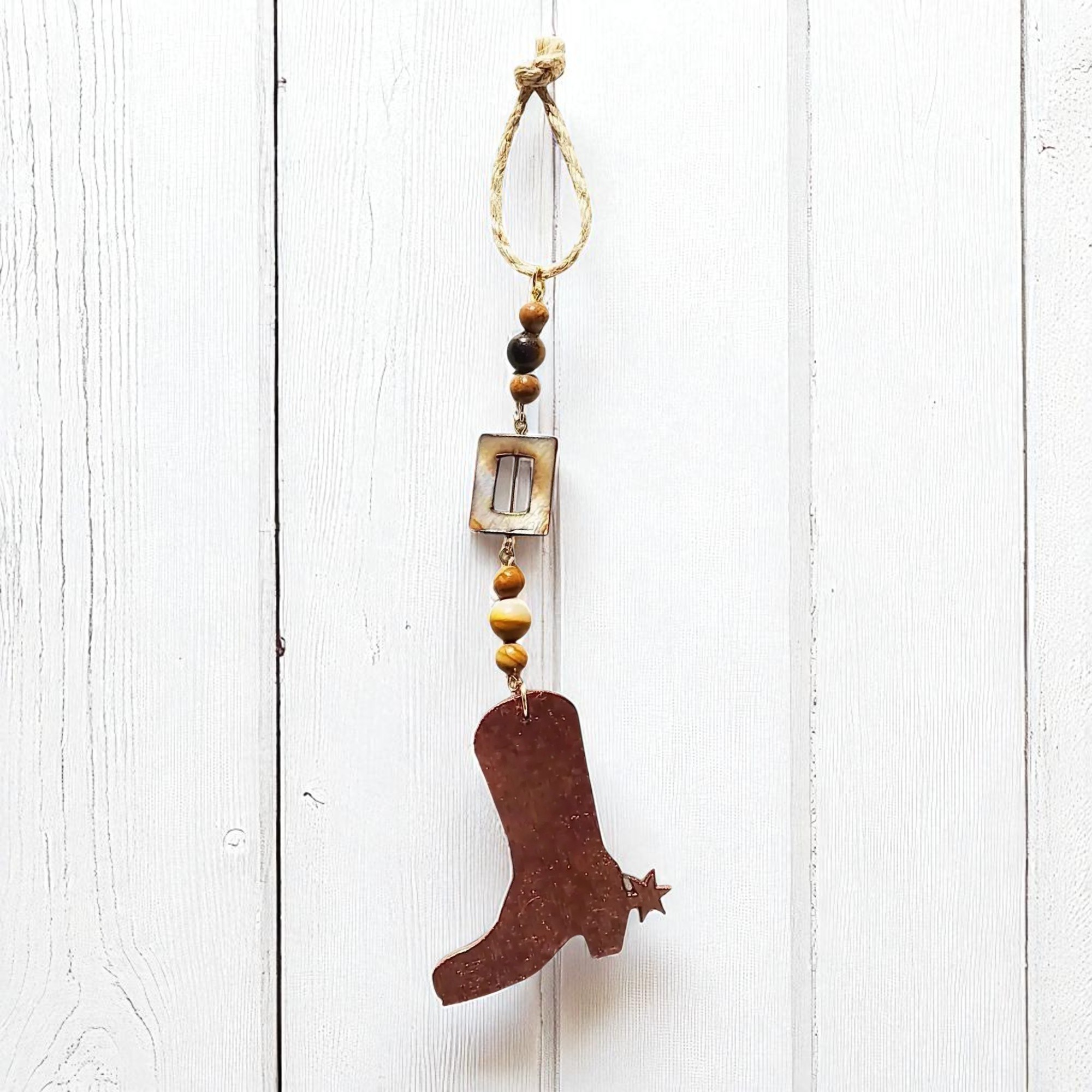 Handcrafted Cowboy Boot Gemstone Beaded Accent Ornament 