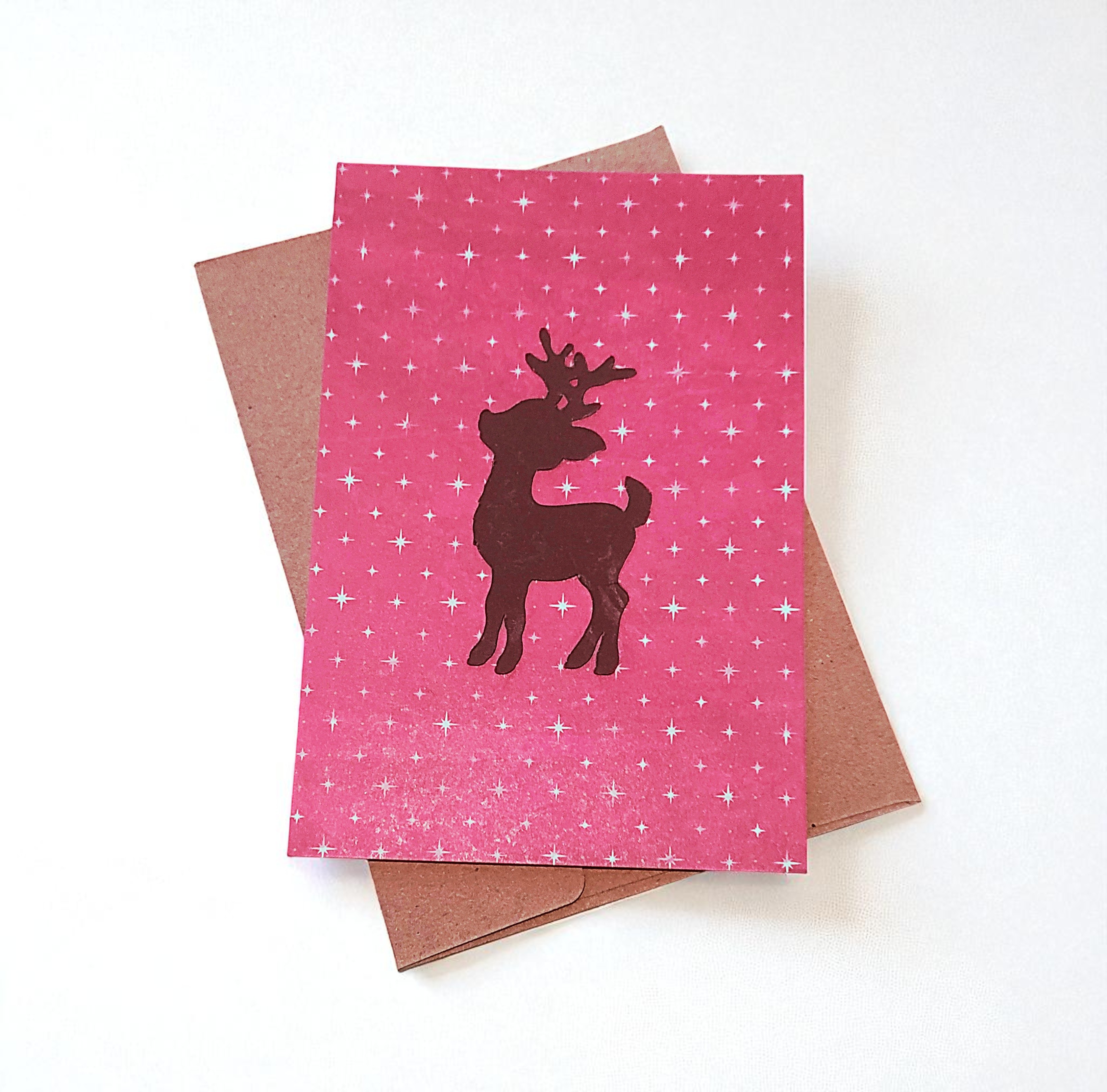 Festive Reindeer Christmas Greeting Card - Set of 8