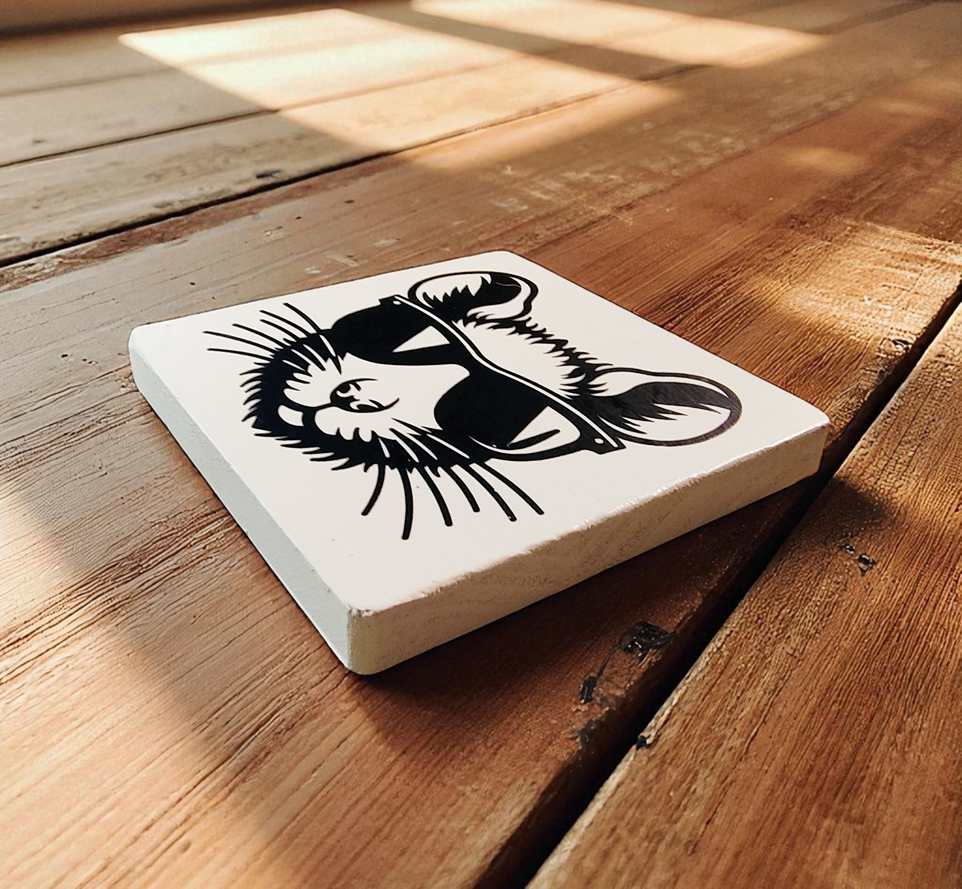 Hand Painted Cool Fancy Rat with Sunglasses Coaster Set - Set of 4