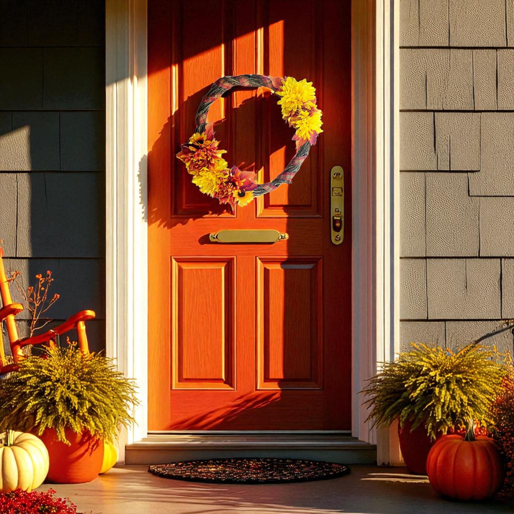 Large Autumn Floral Grapevine Front Door Wreath