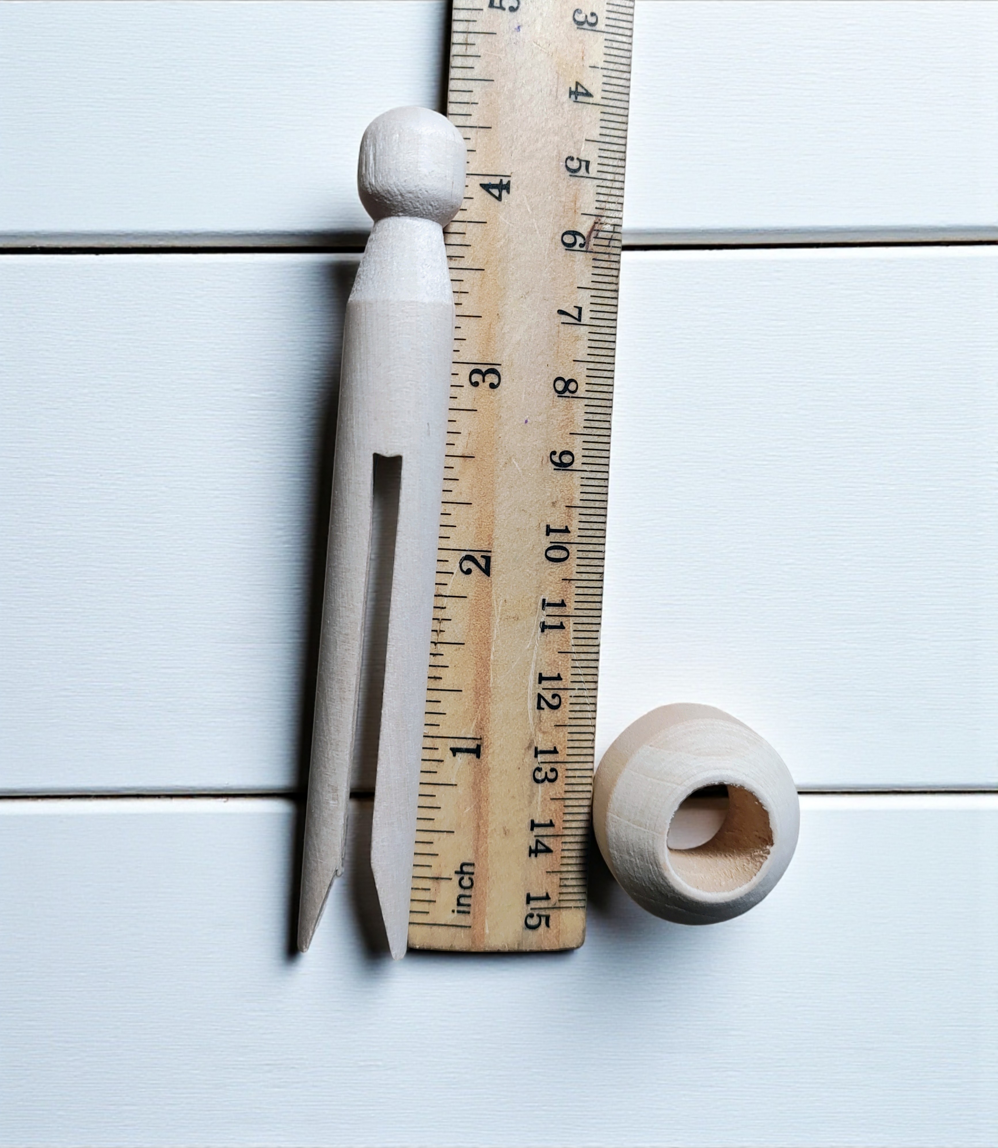 10 Vintage Style Wooden Round Clothespins WITH Stands 4.25 inch