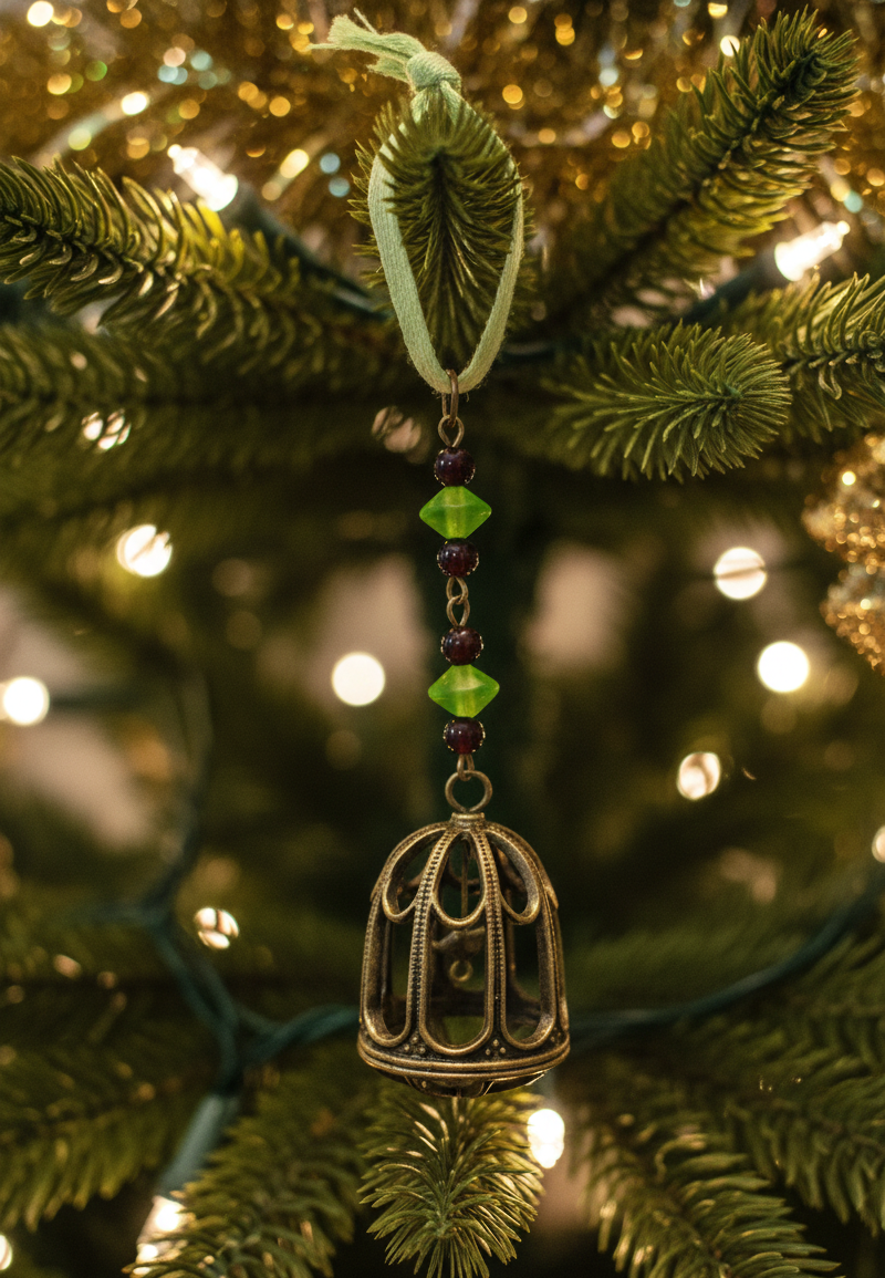 Bronze Bird Cage Holiday Icicle Ornament 