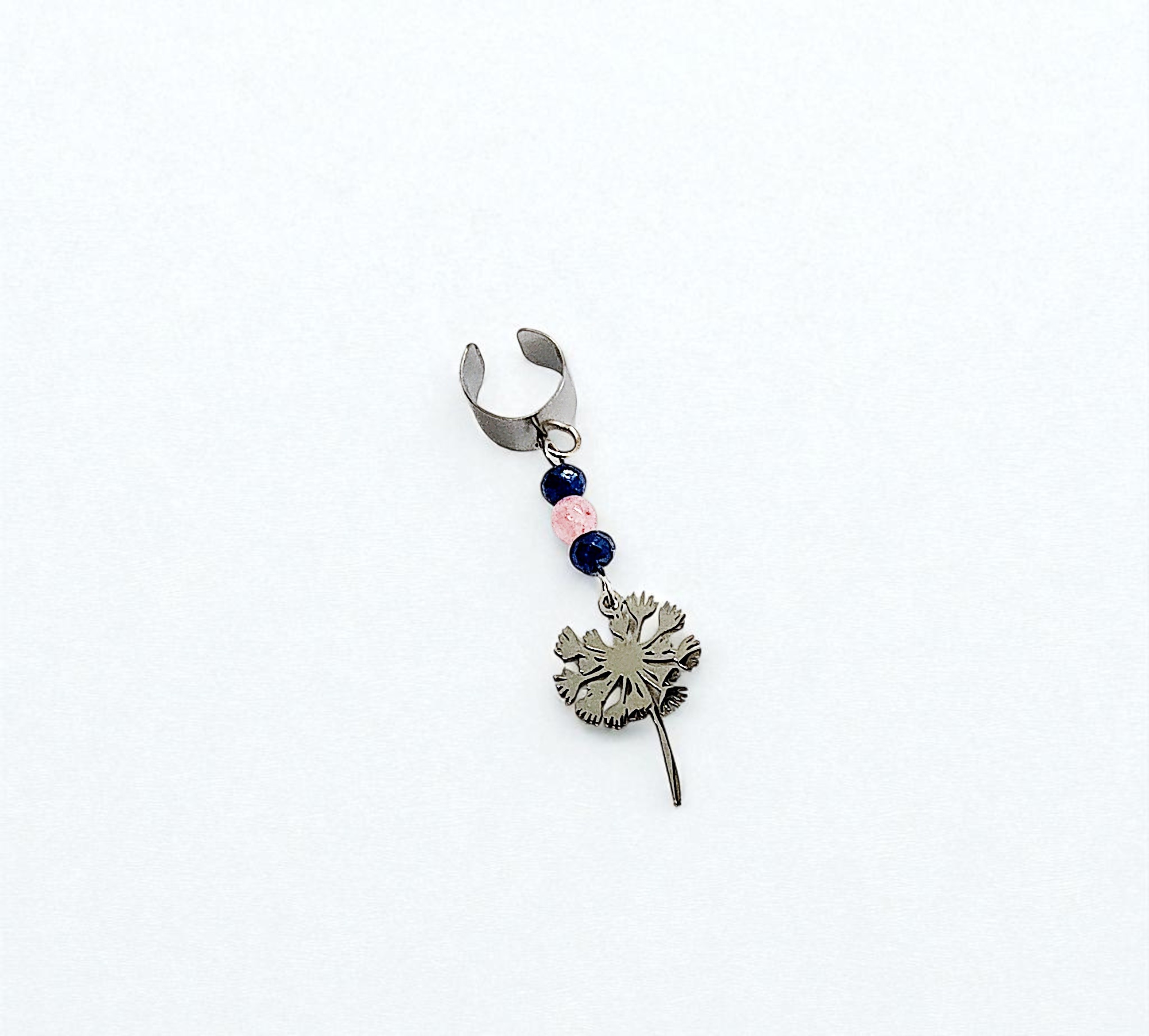 Dandelion Ear Cuff with Dangling Gemstones