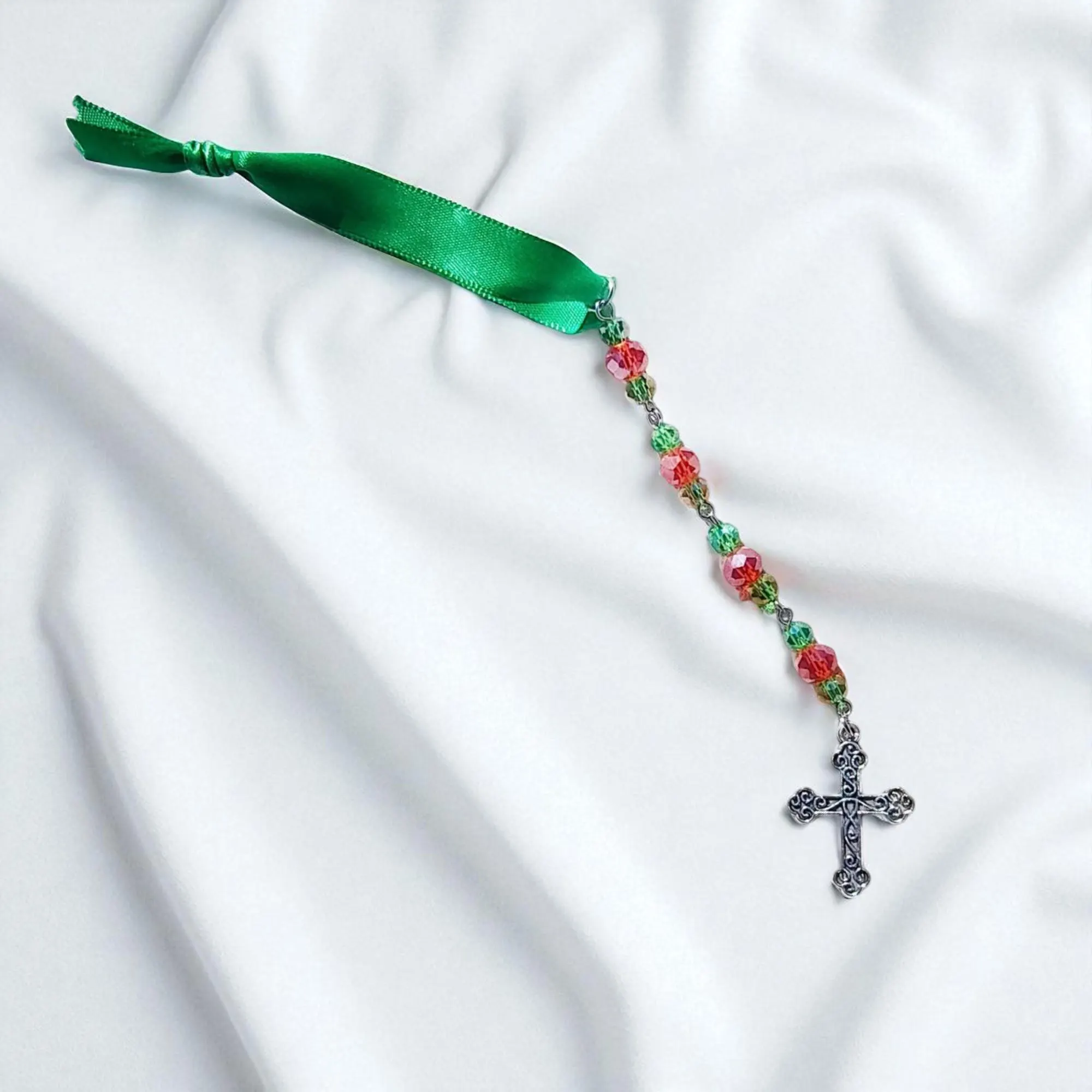 Christian Cross Beaded Holiday Icicle Ornament 