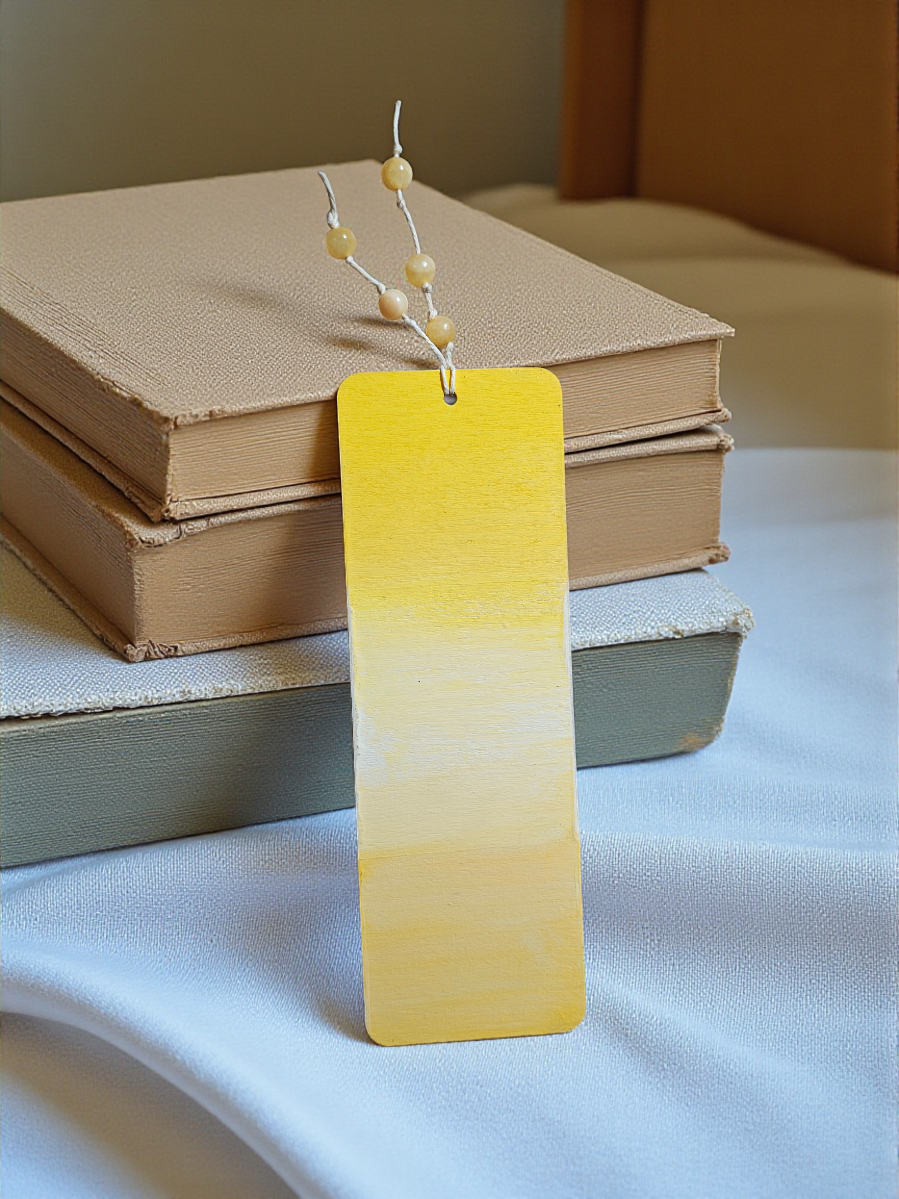 Handmade Wooden Girl, Read Your Bible Yellow Bookmark