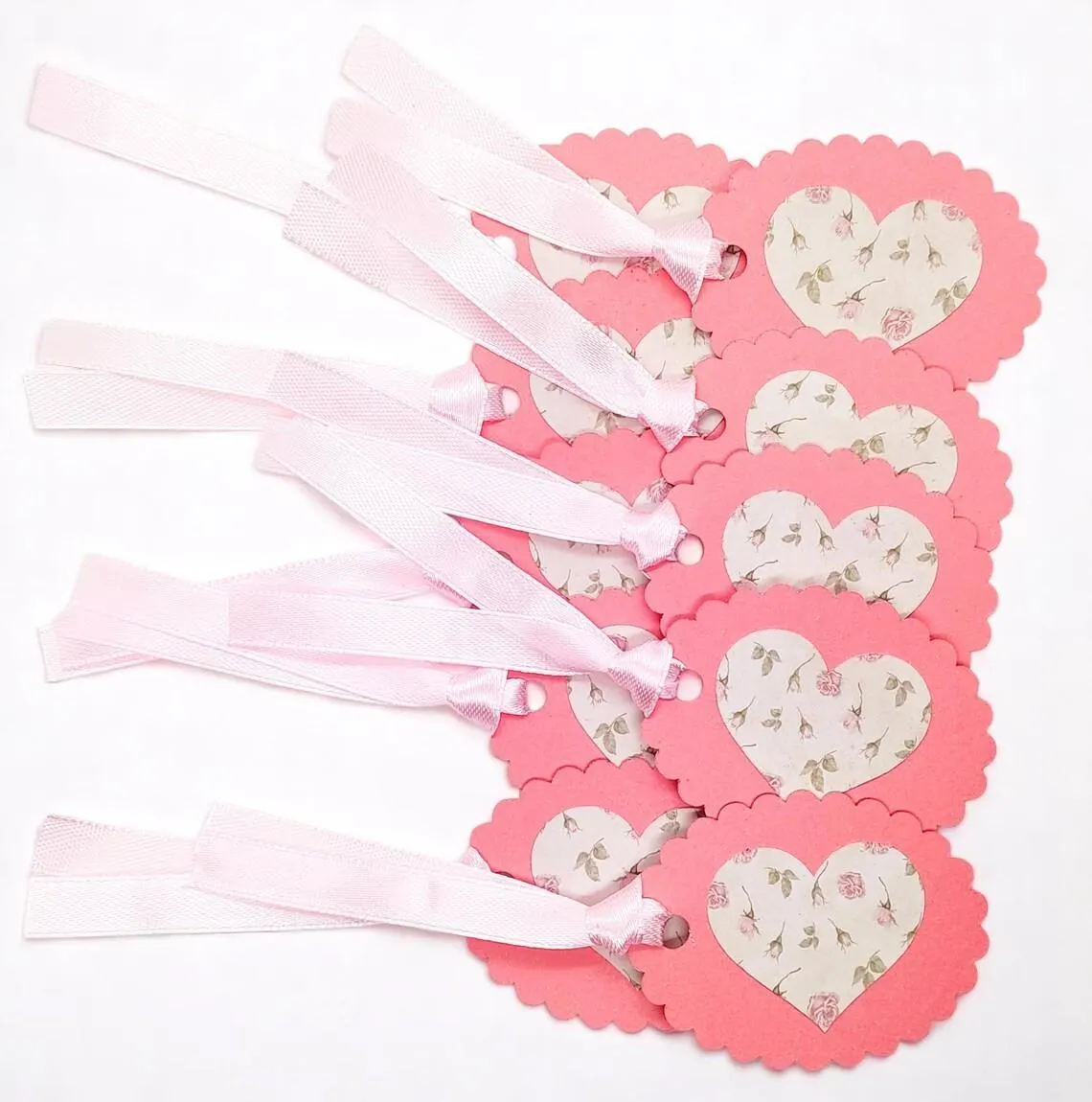 Handmade Heart on Scalloped Oval Paper Gift Tags - Set of 10