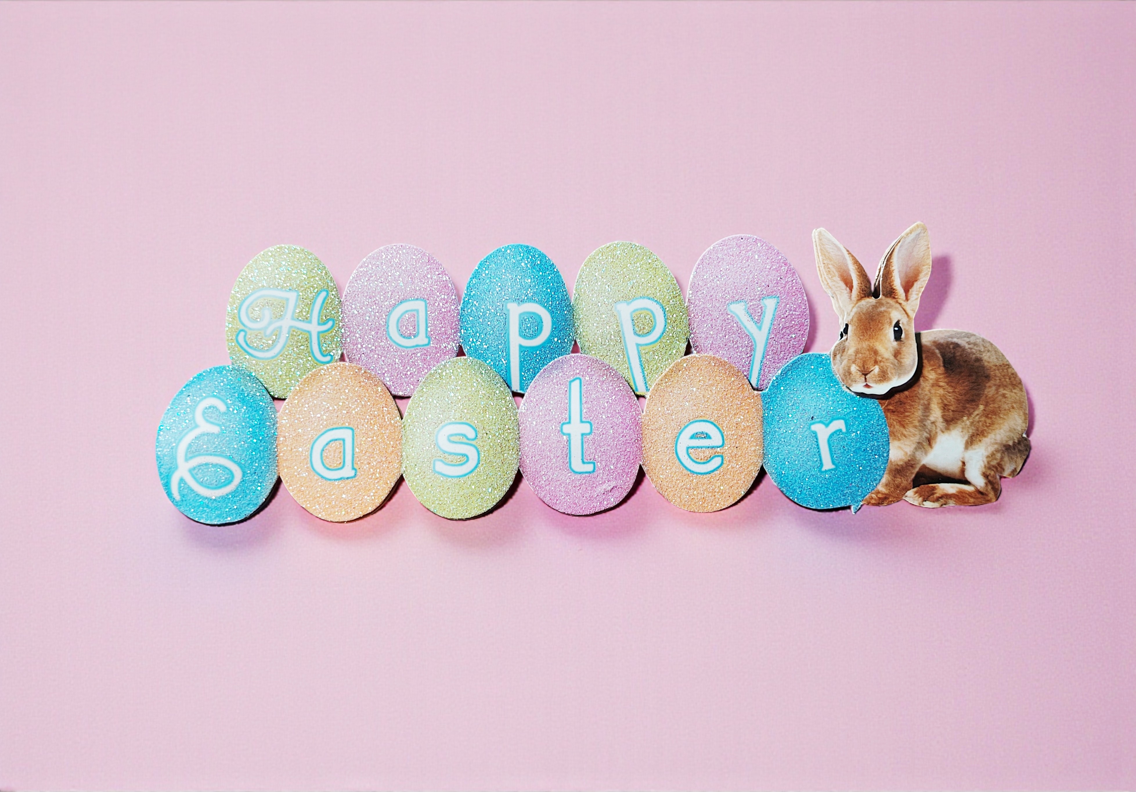 Large 3D Happy Easter Bunny Glitter Sticker Embellishment