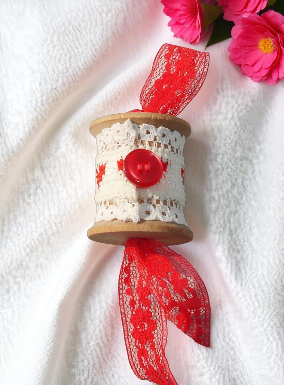 Wooden Decorative Heart Spool Ornament 
