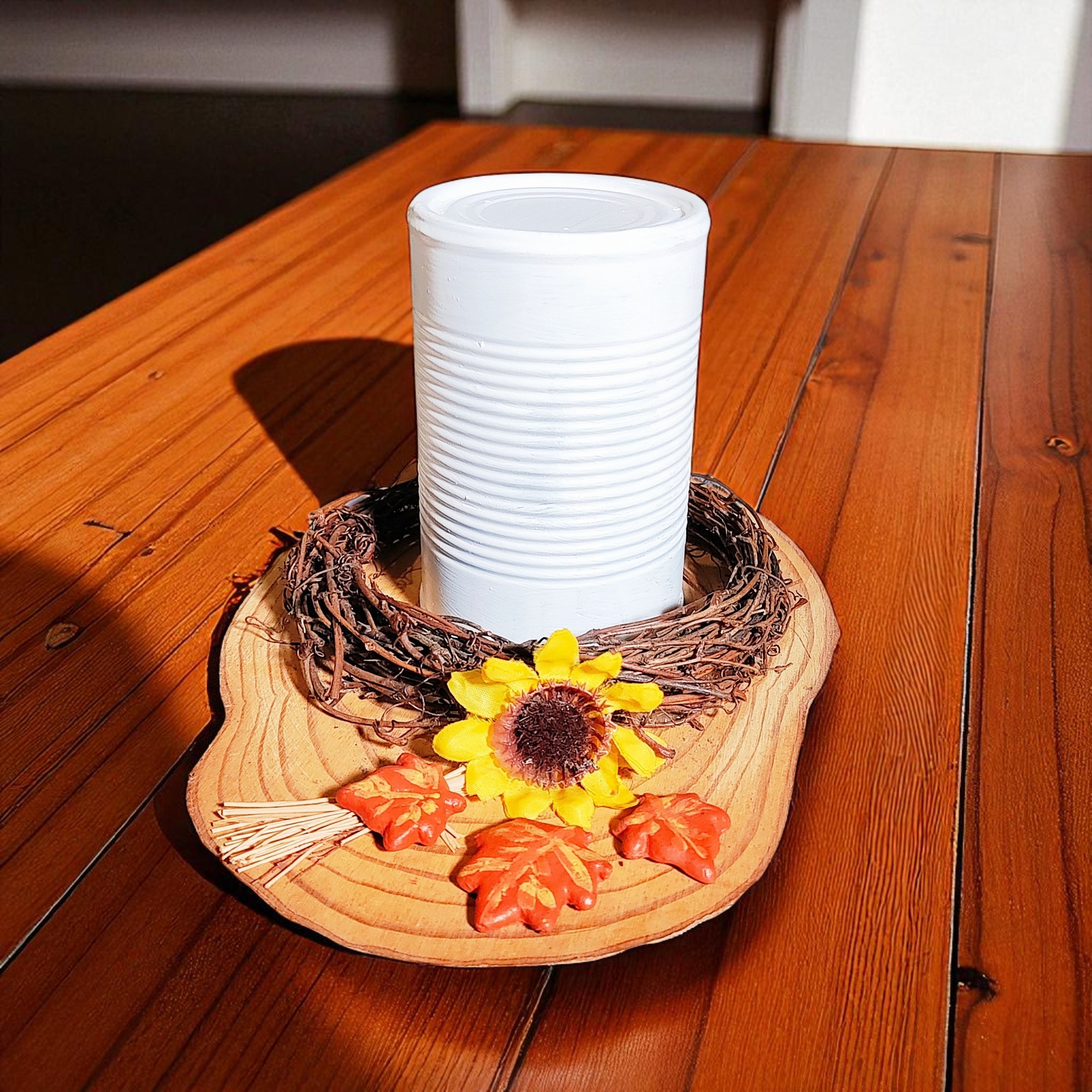 Decorative Wooden Autumn Candle Wreath 