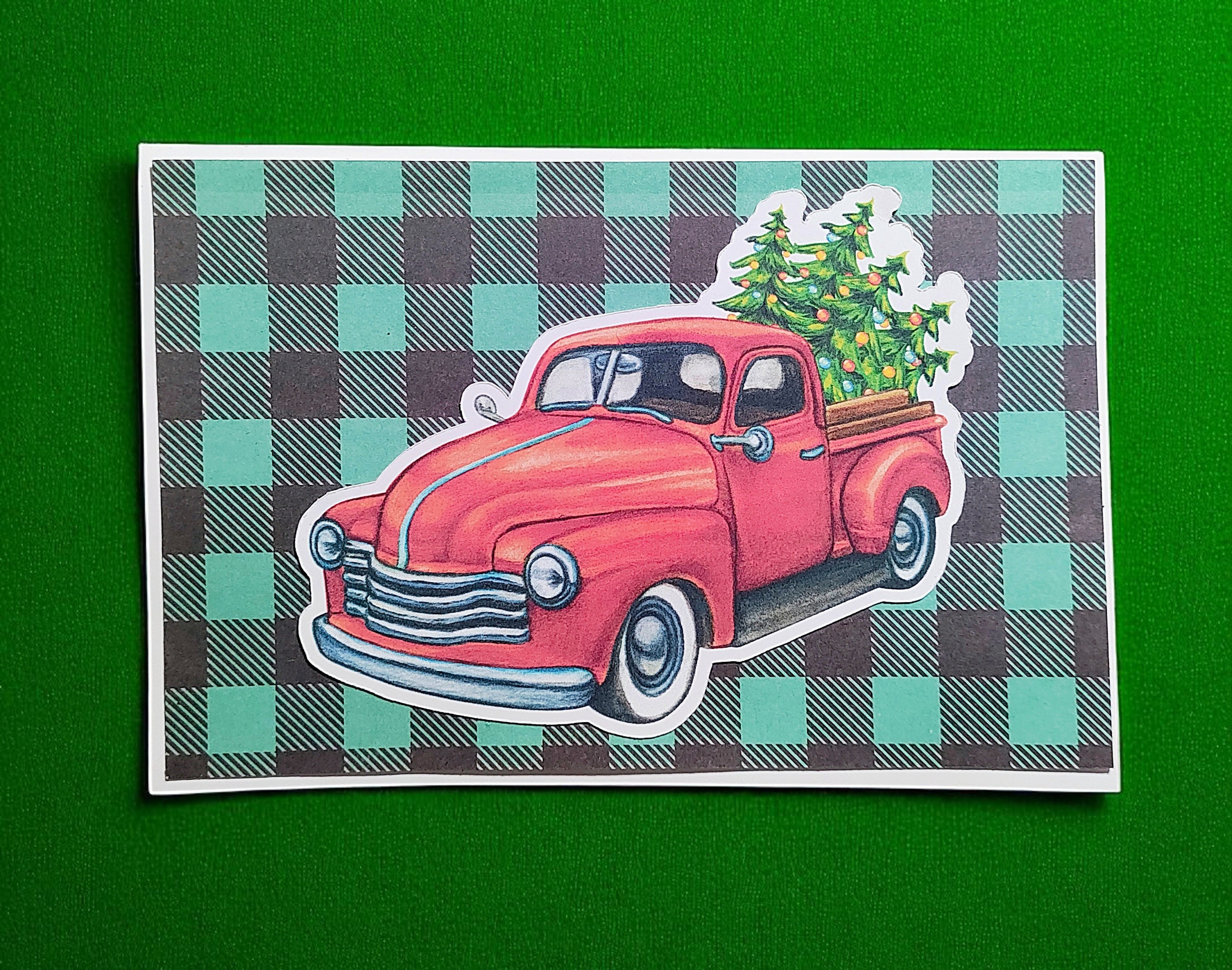 Rustic Pick Up Truck Christmas Greeting Card