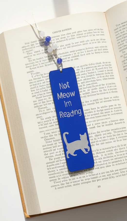 Decorative Wooden Not Meow I'm Reading Cat Bookmark 