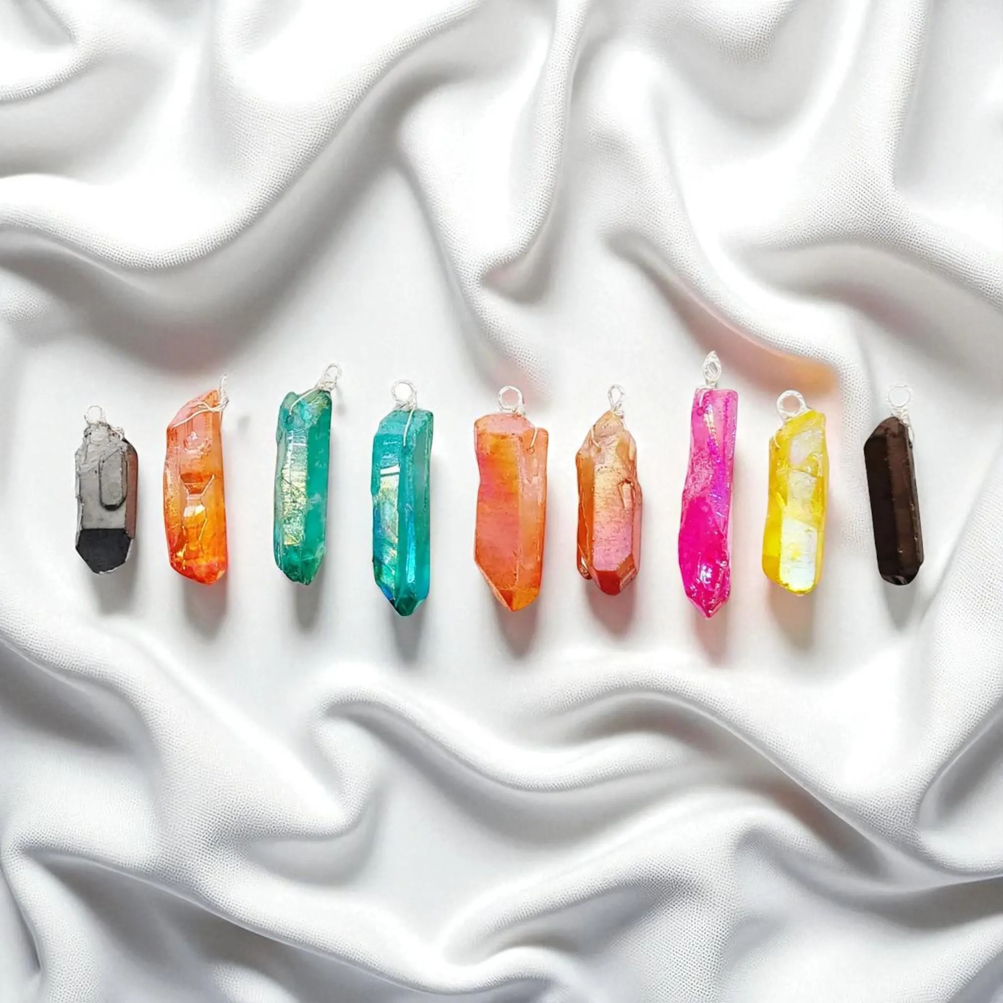 Wire Wrapped Quartz Gemstone Points - 9 Pieces