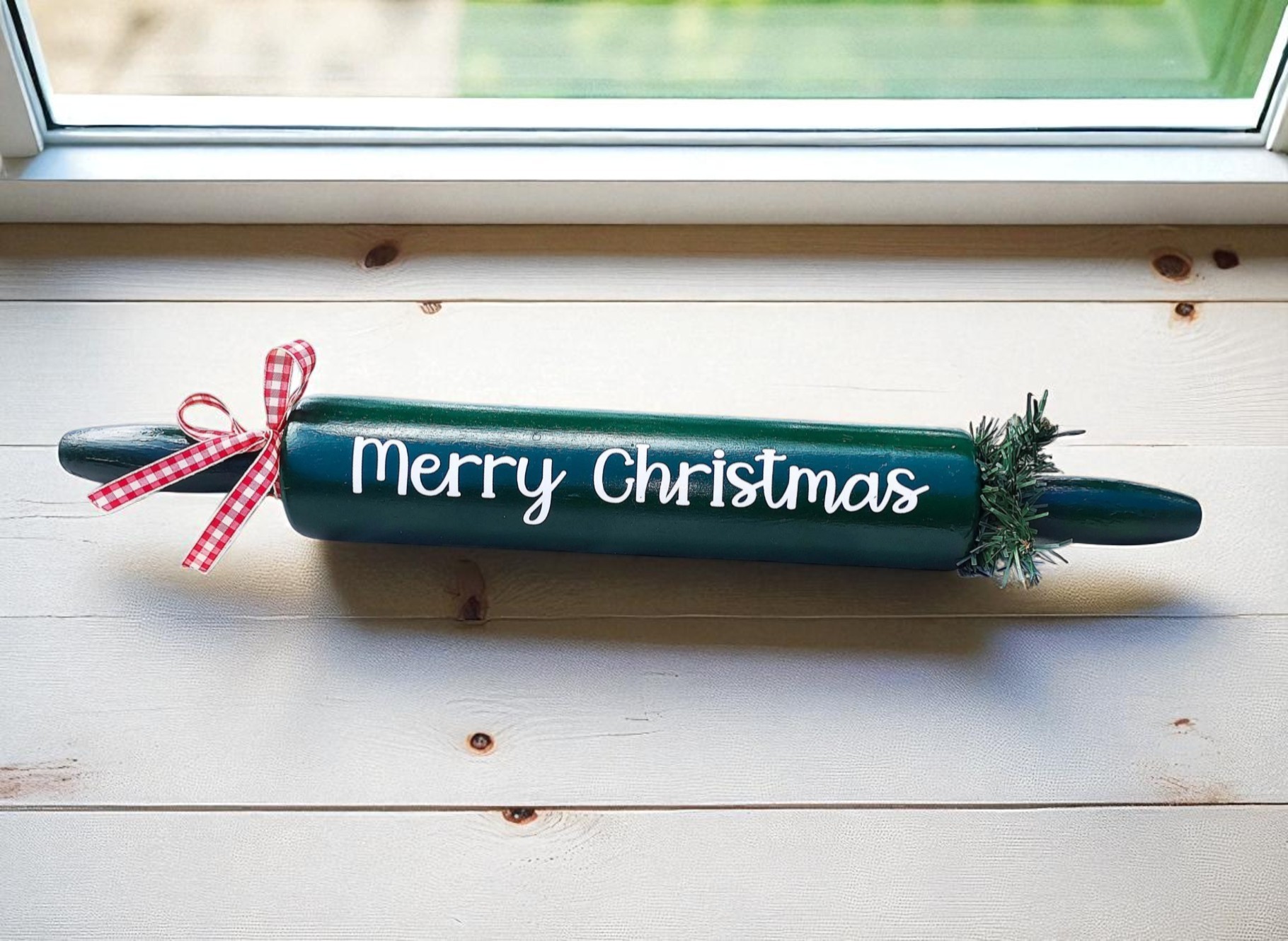 Kitchen Wooden Merry Christmas Rolling Pin Decoration 