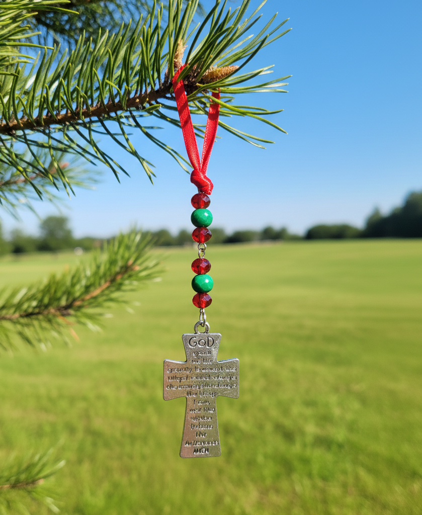 Serenity Prayer Cross Holiday Icicle Ornament 