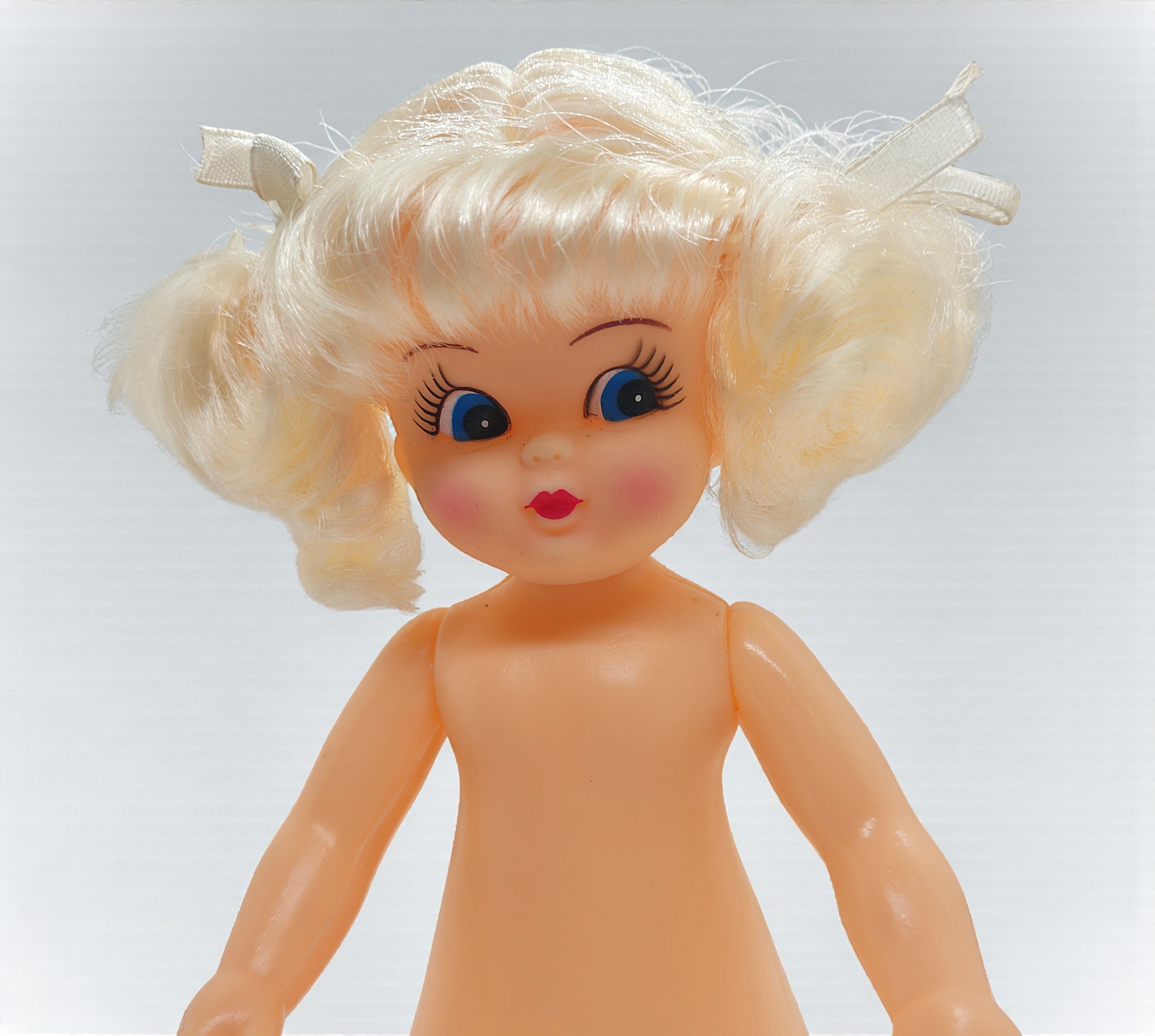 Fibre Craft Plastic 5.75 inch Vintage Air Freshener Blonde Hair Blue Eyes Doll
