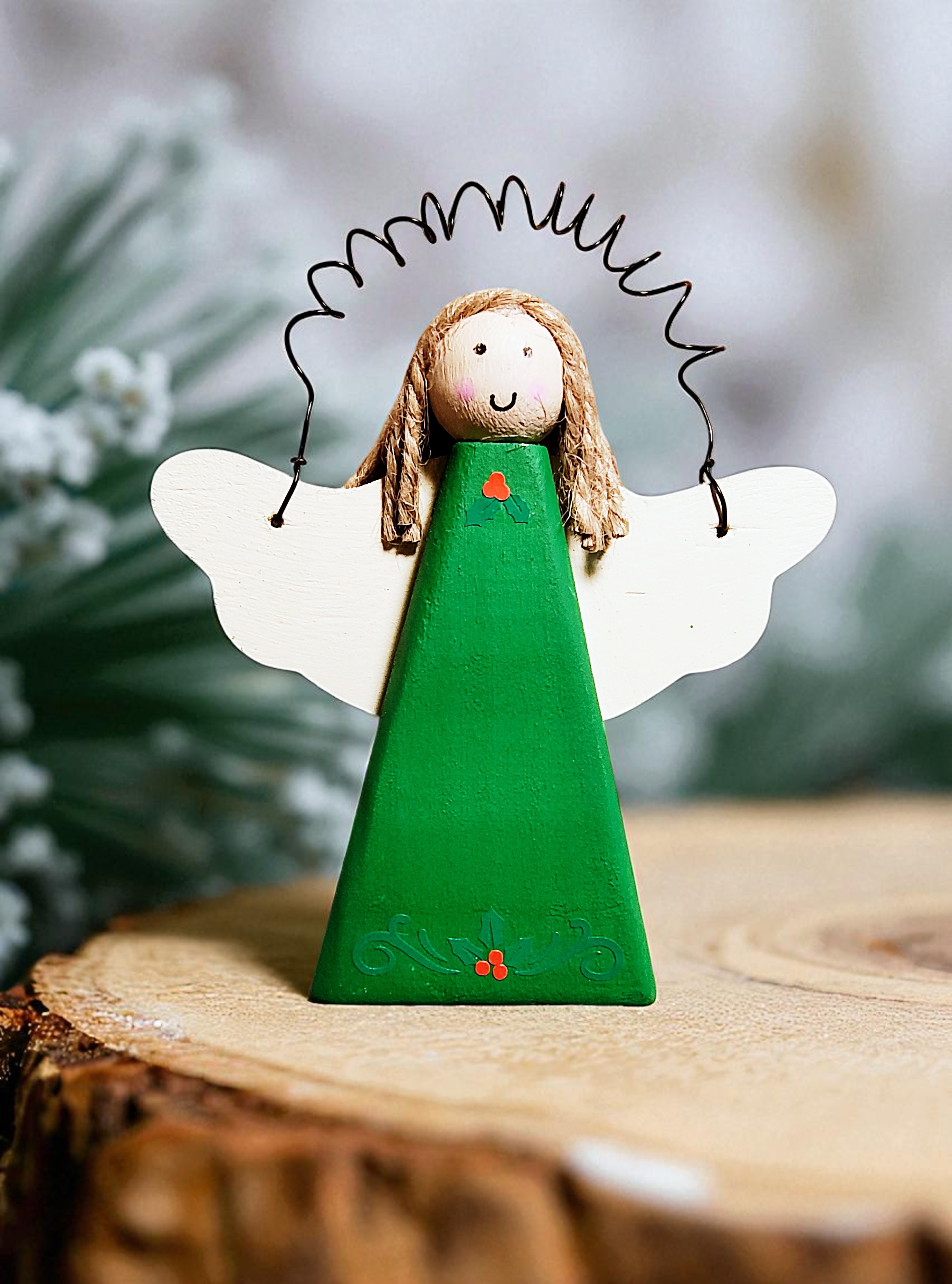 Holiday Wooden Angel Ornament