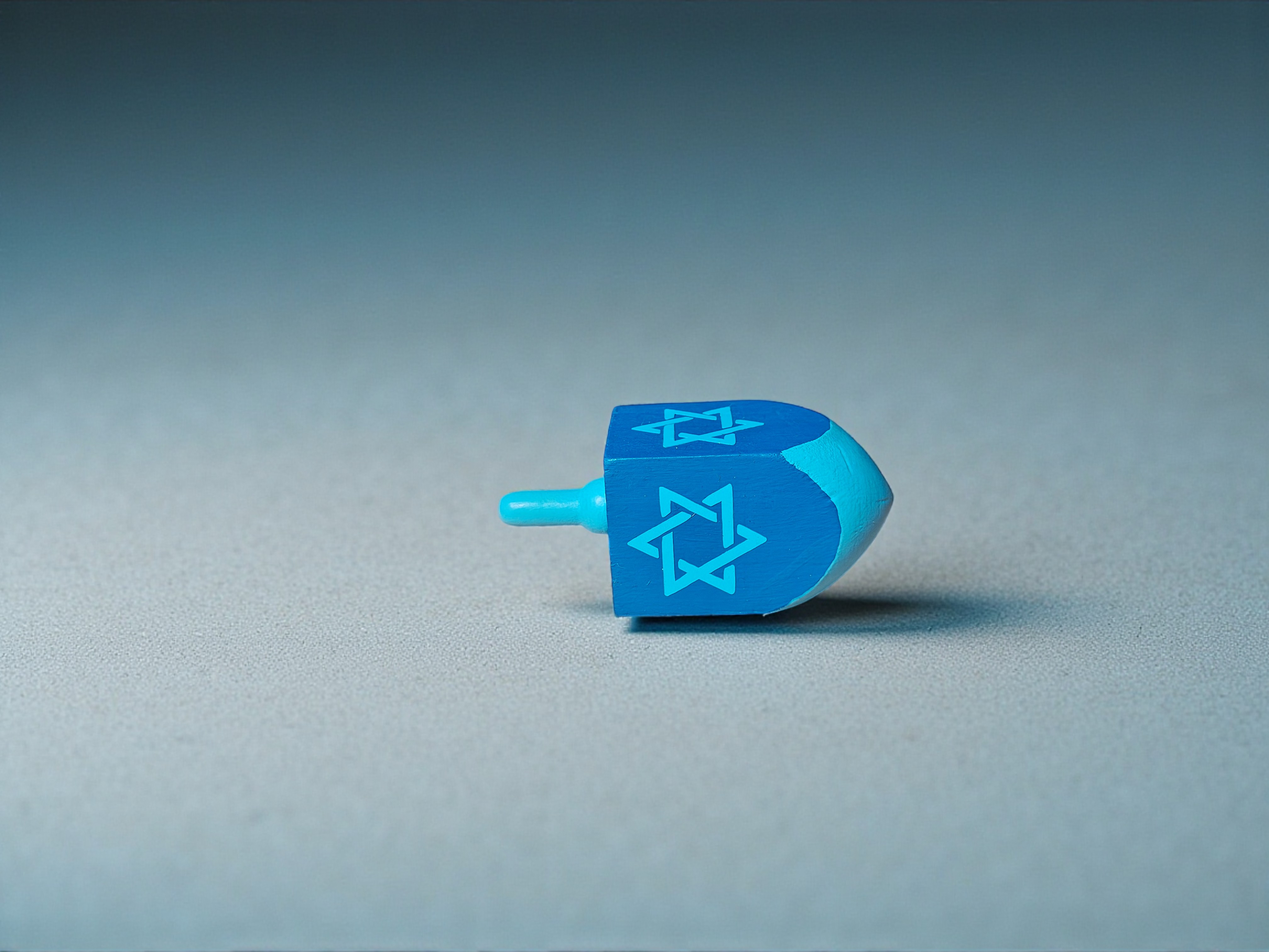 Large Hand Painted Wooden Blue Hanukkah Dreidel Decoration
