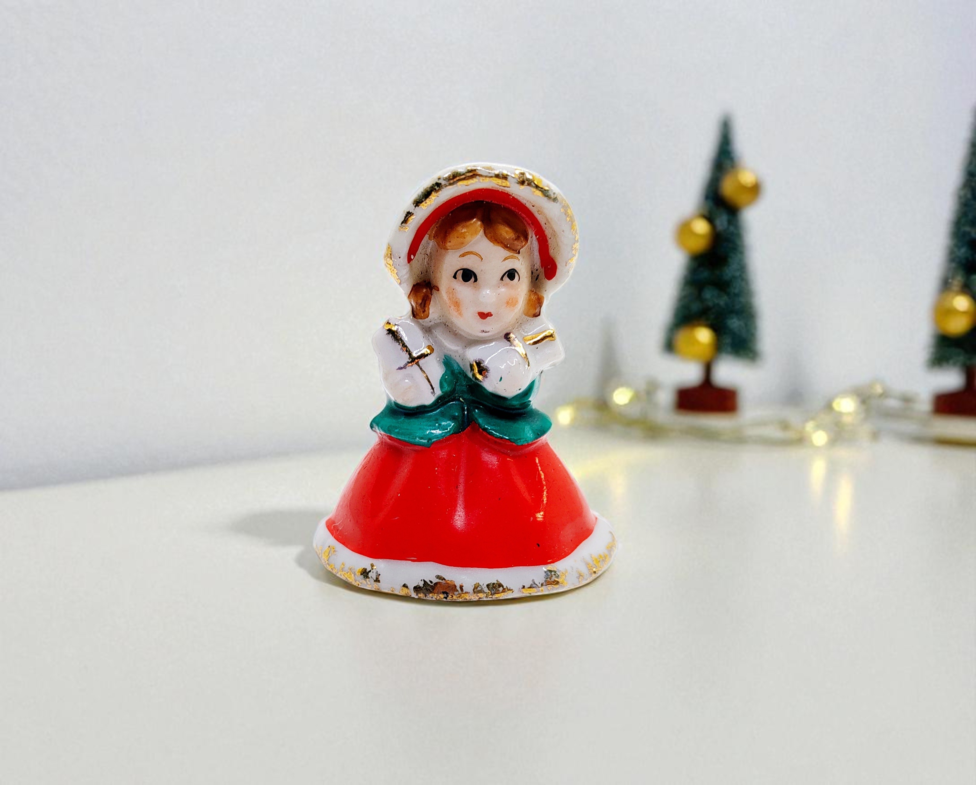 Vintage Miniature Victorian Girl Bell Ornament