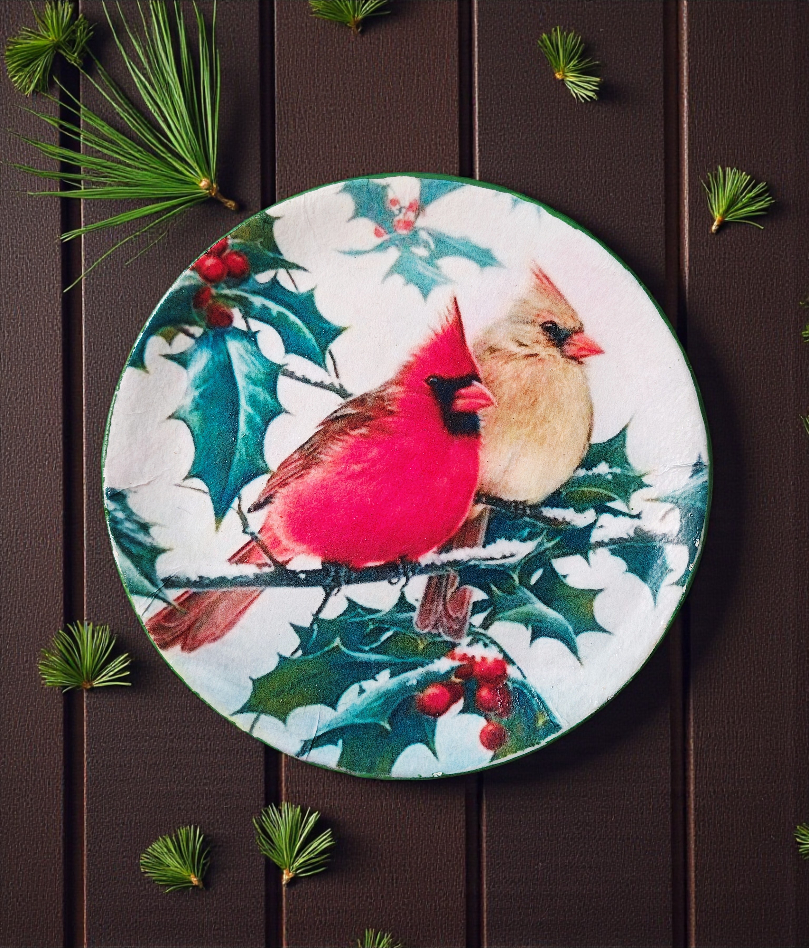 Whimsical Holiday Cardinal Trinket Ring Dish