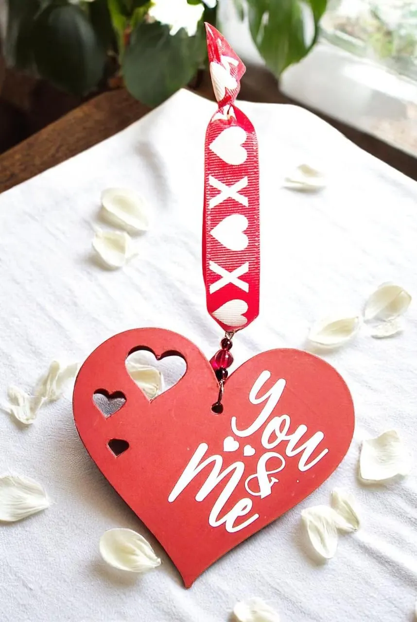 Customized You & Me Heart Shaped Hanging Accent Ornament 