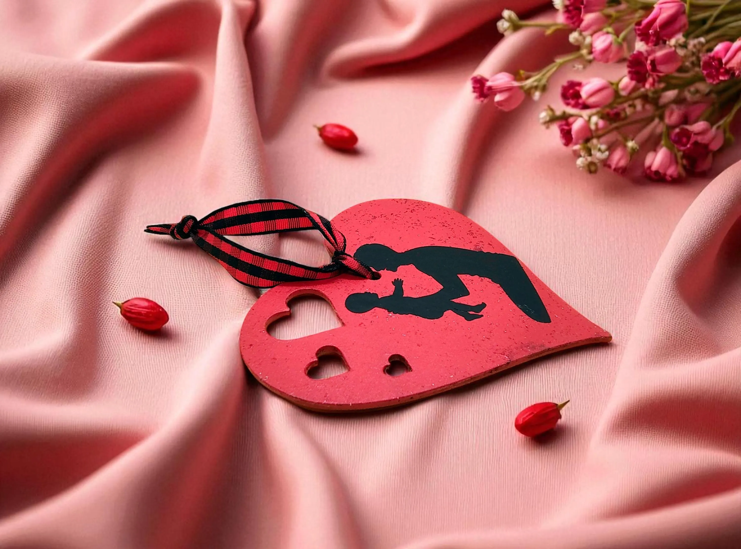 Daddy & Baby Child, Be Mine Heart Shaped Hanging Accent Ornament 