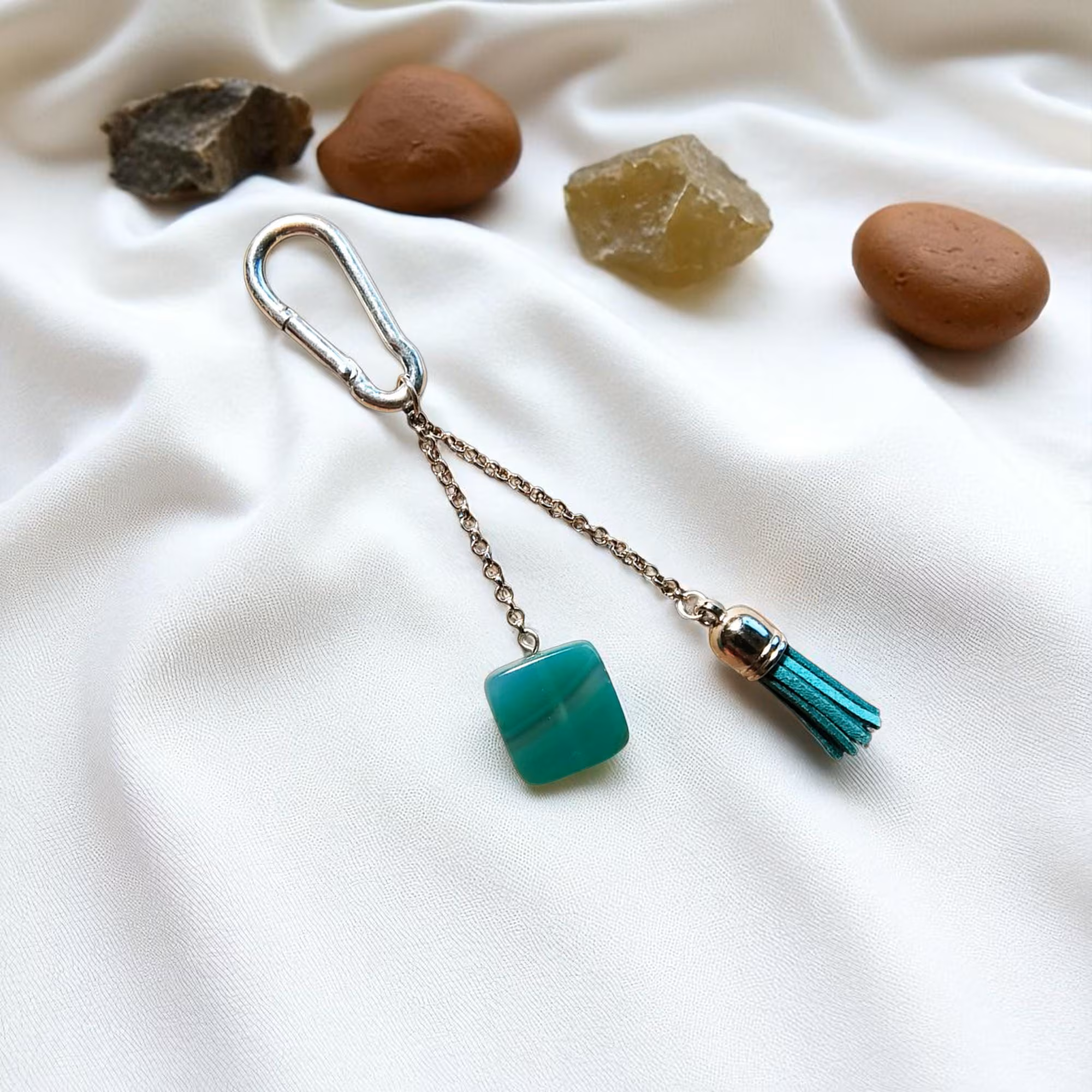Teal Gemstone Tassel Fashion Charm