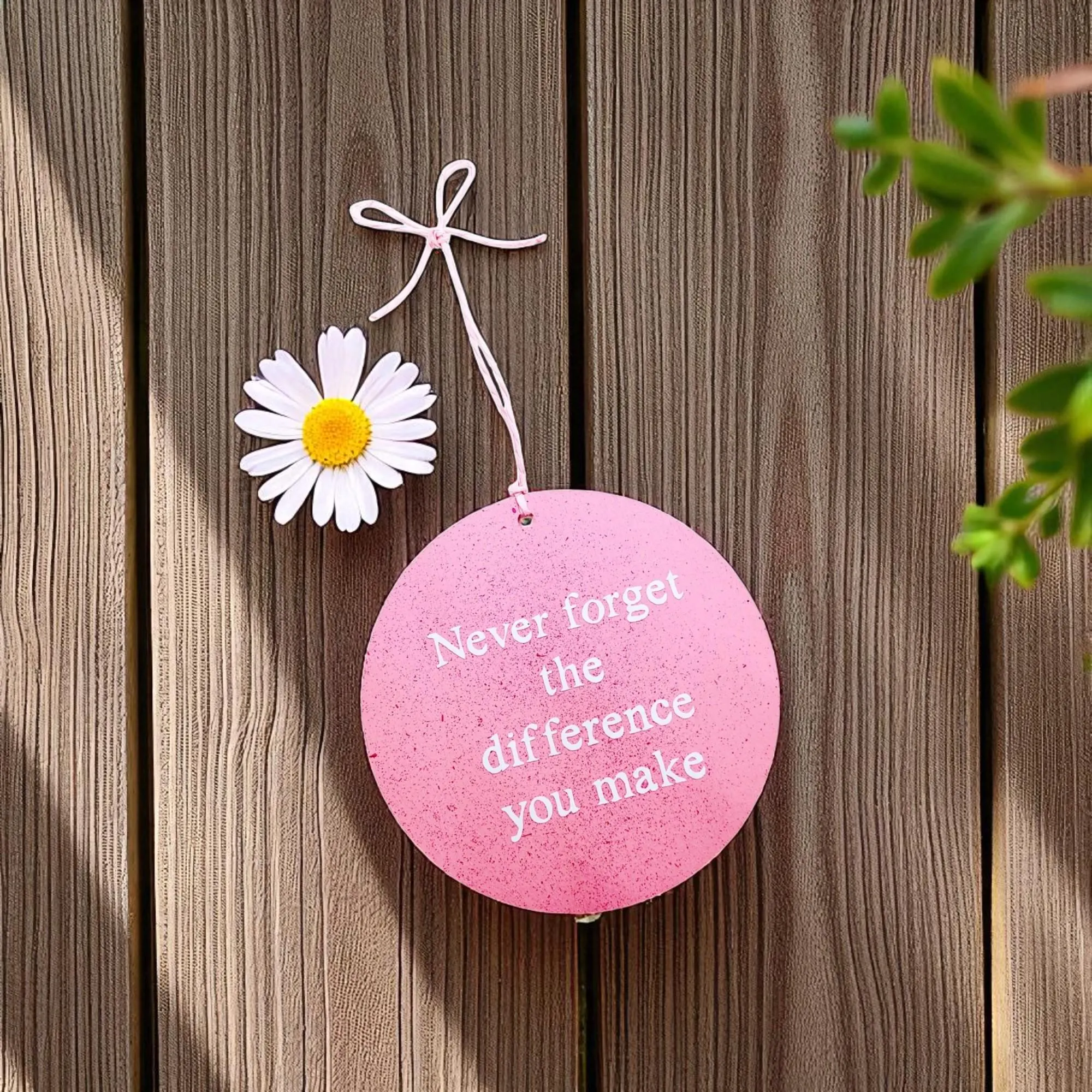 Personalized Pink Never Forget the Differences You Make Inspirational Hanging Sign Ornament