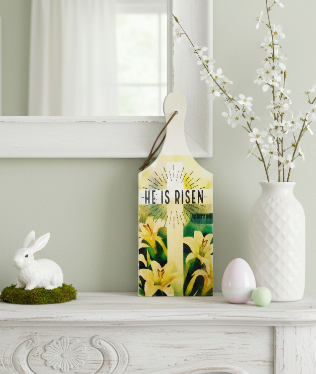 Christian He Is Risen Small Cutting Board Sign