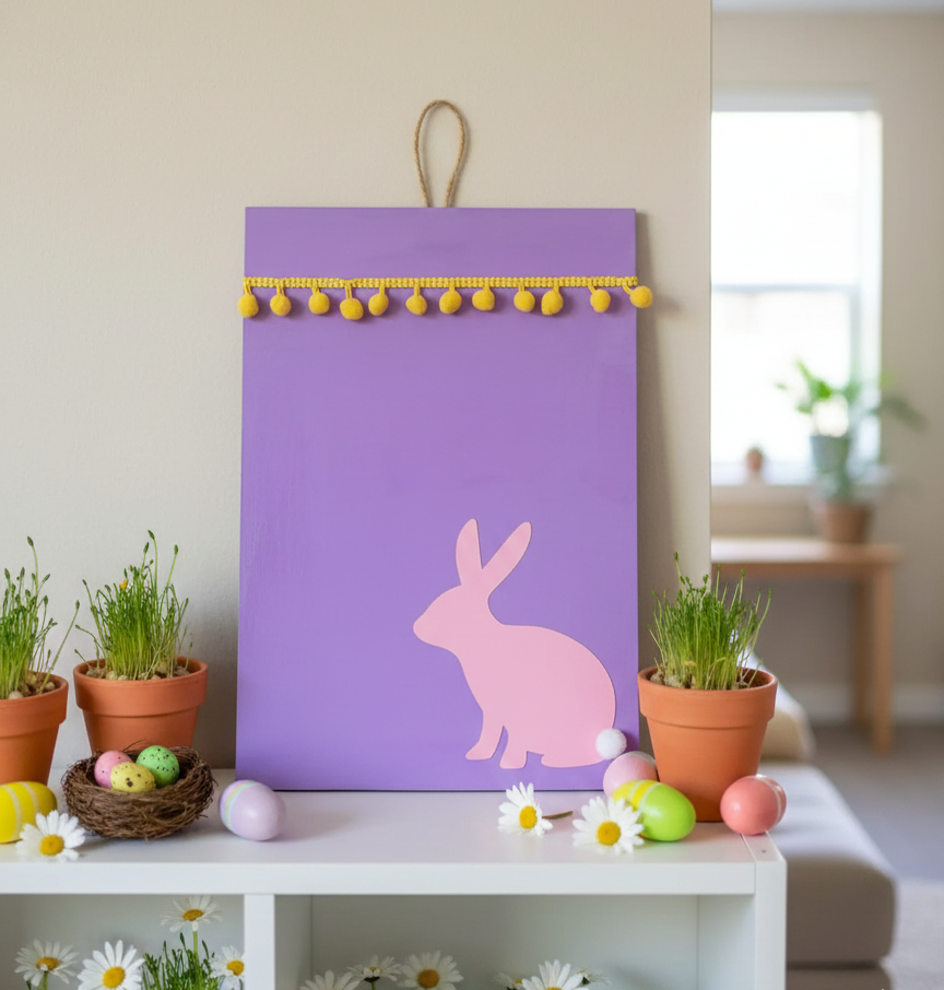 Decorative Easter Bunny Wooden Plaque 